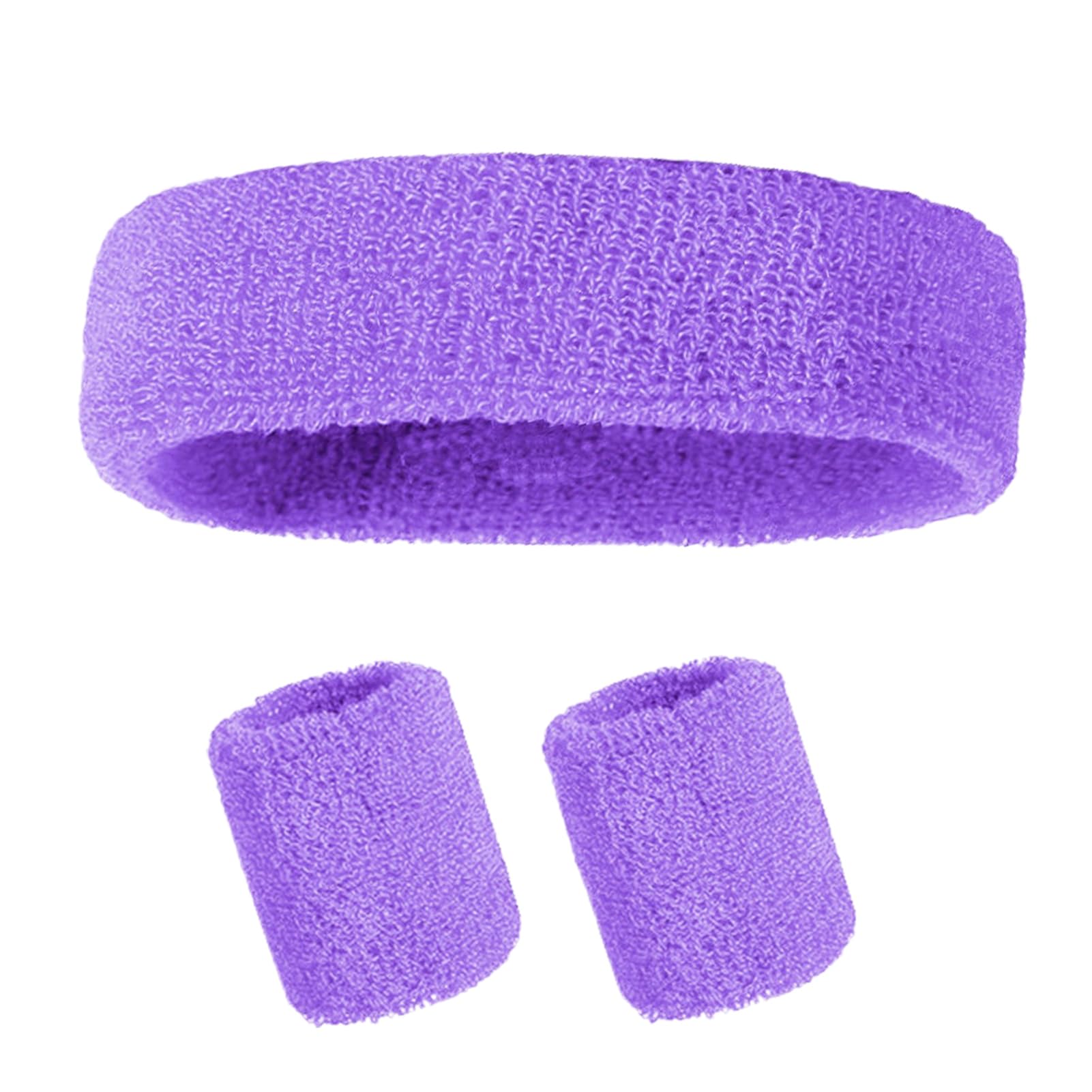 Worparsen Sweatband Set Wristbands Headbands 3 Pcs Wrist Men Women,Moisture Wicking,Sweat Bands for Gym Tennis Football Basketball Running Athletic Exercise Fitness Light Purple