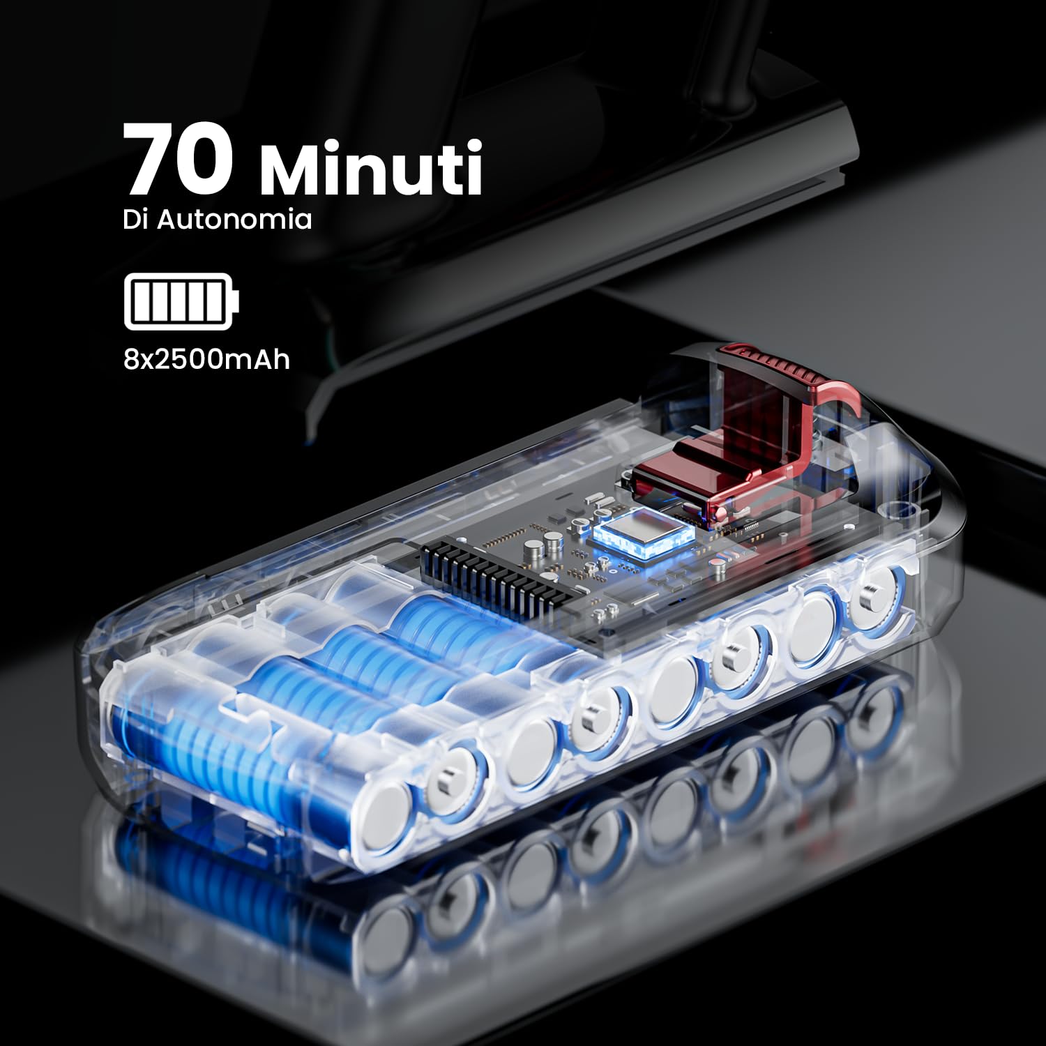 Aspirapolvere Senza Fili 650W/55KPa/70min, Scopa Elettrica Senza Fili Anti-Groviglio Touch Screen LED, 1.8L/8 Stadi Filtrati, Autoportante E Ricarica A Parete, Adatto Per Animali / Pavimenti / Auto