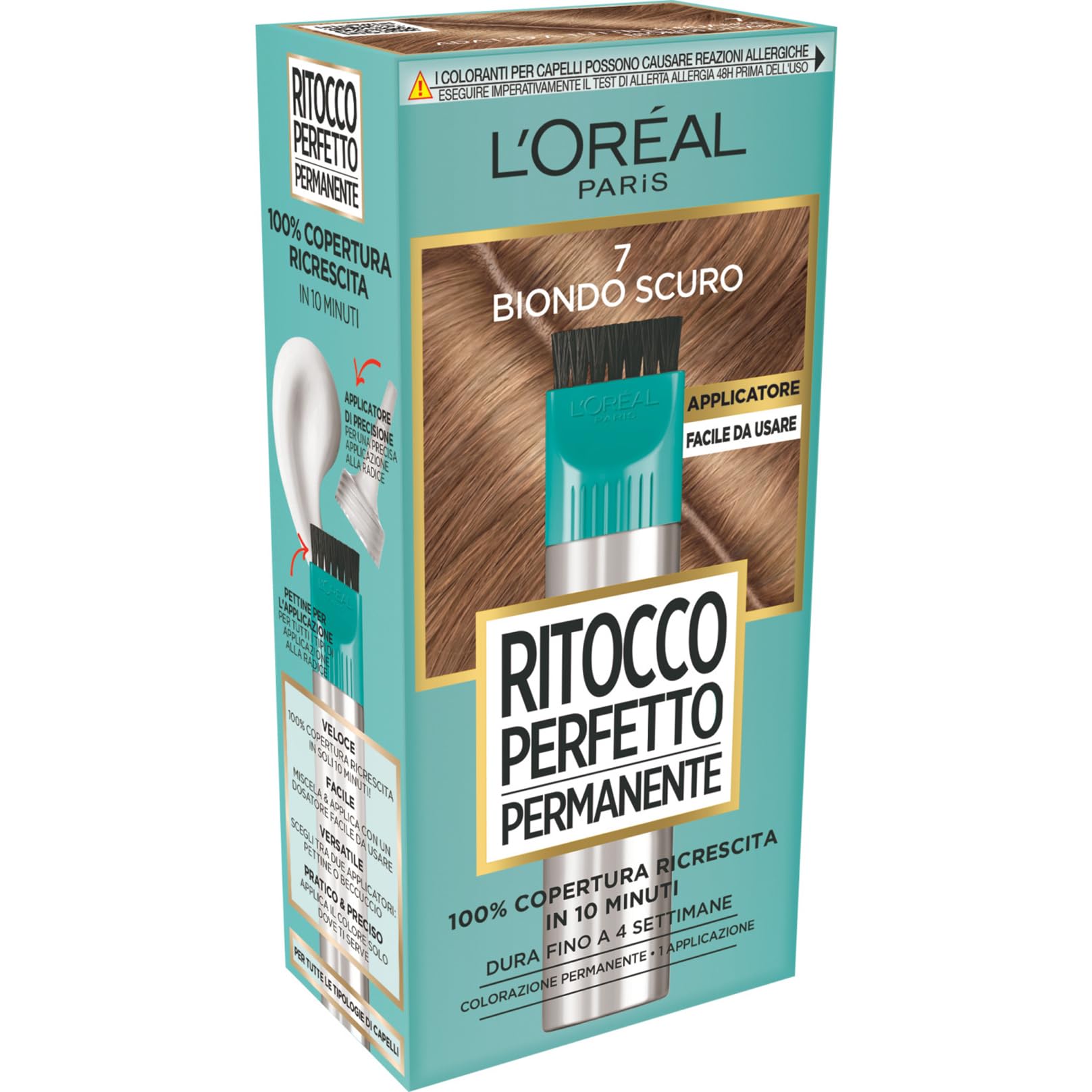 L'oréAl Paris Colorazione Ritocco Perfetto Permanente, Copre 100% Della Ricrescita, In Soli 10 Minuti, Fino A 4 Settimane, Colore: Biondo Scuro-image