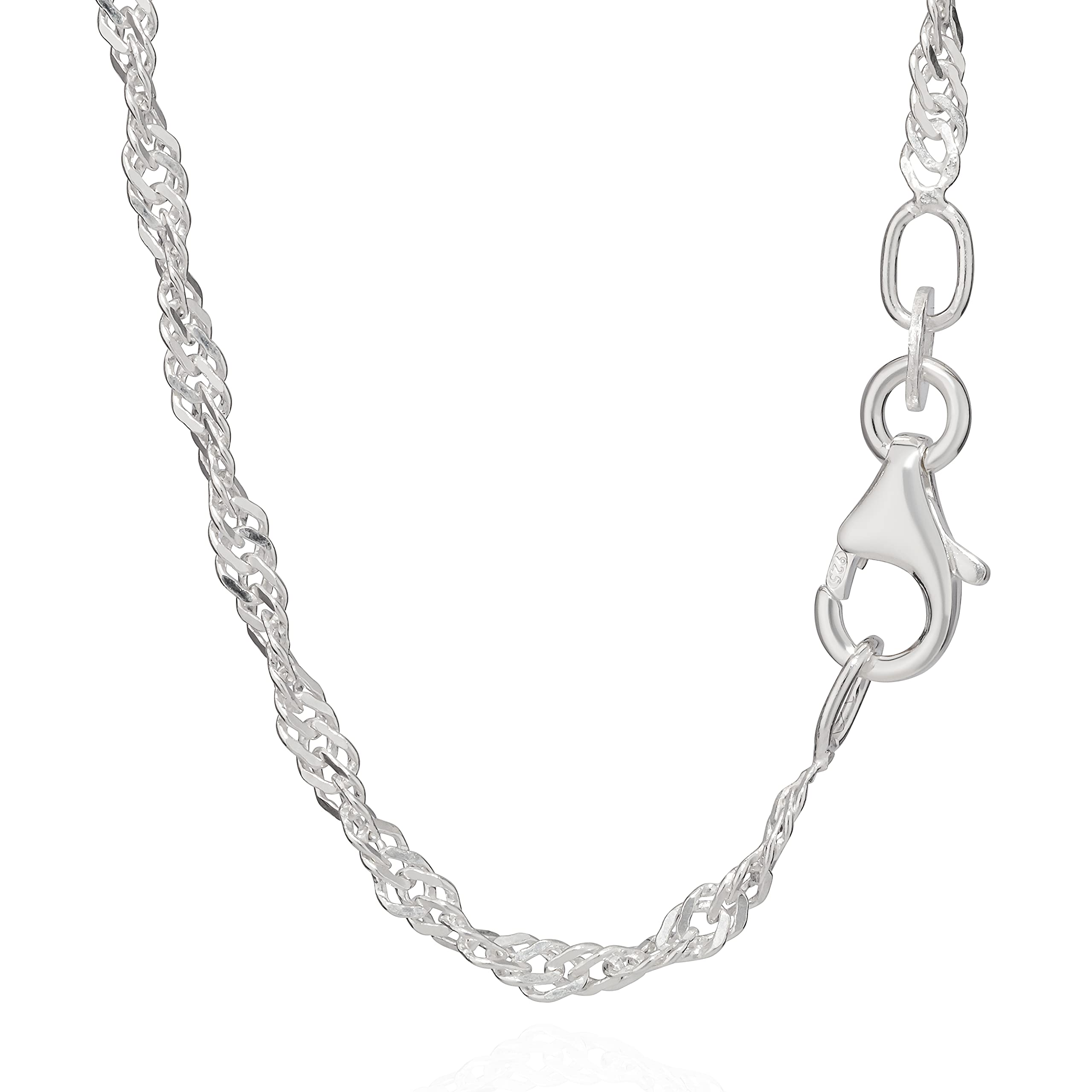 Chaîne Femme Argent Massif 925 - Maille Singapour - 40cm ou 45cm / 2mm