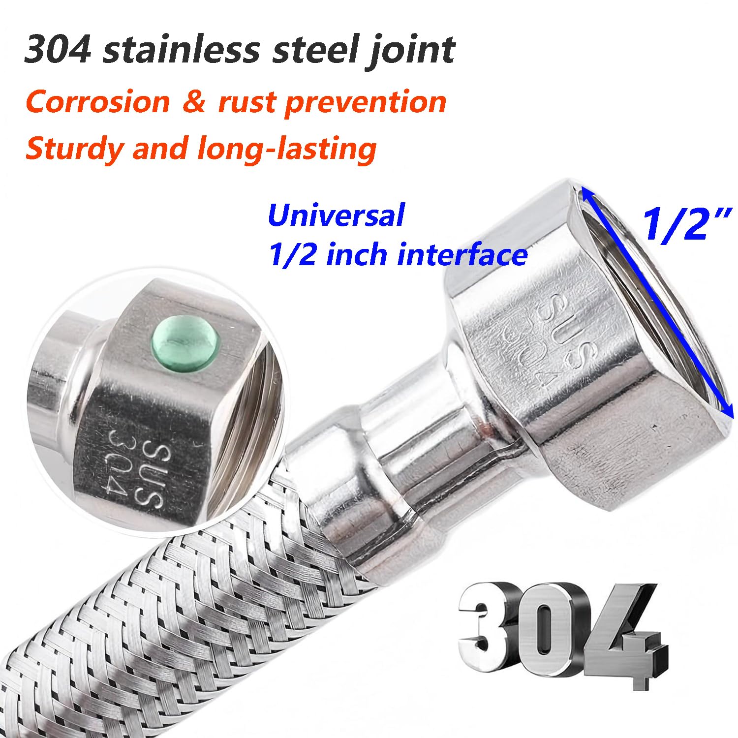 Qrity 2 szt. G 1/2" x G 1/2" wąż ze stali nierdzewnej pleciony wąż wodny do łazienki toalety baterie zlewozmywakowe rury wlotowe woda, 250 cm