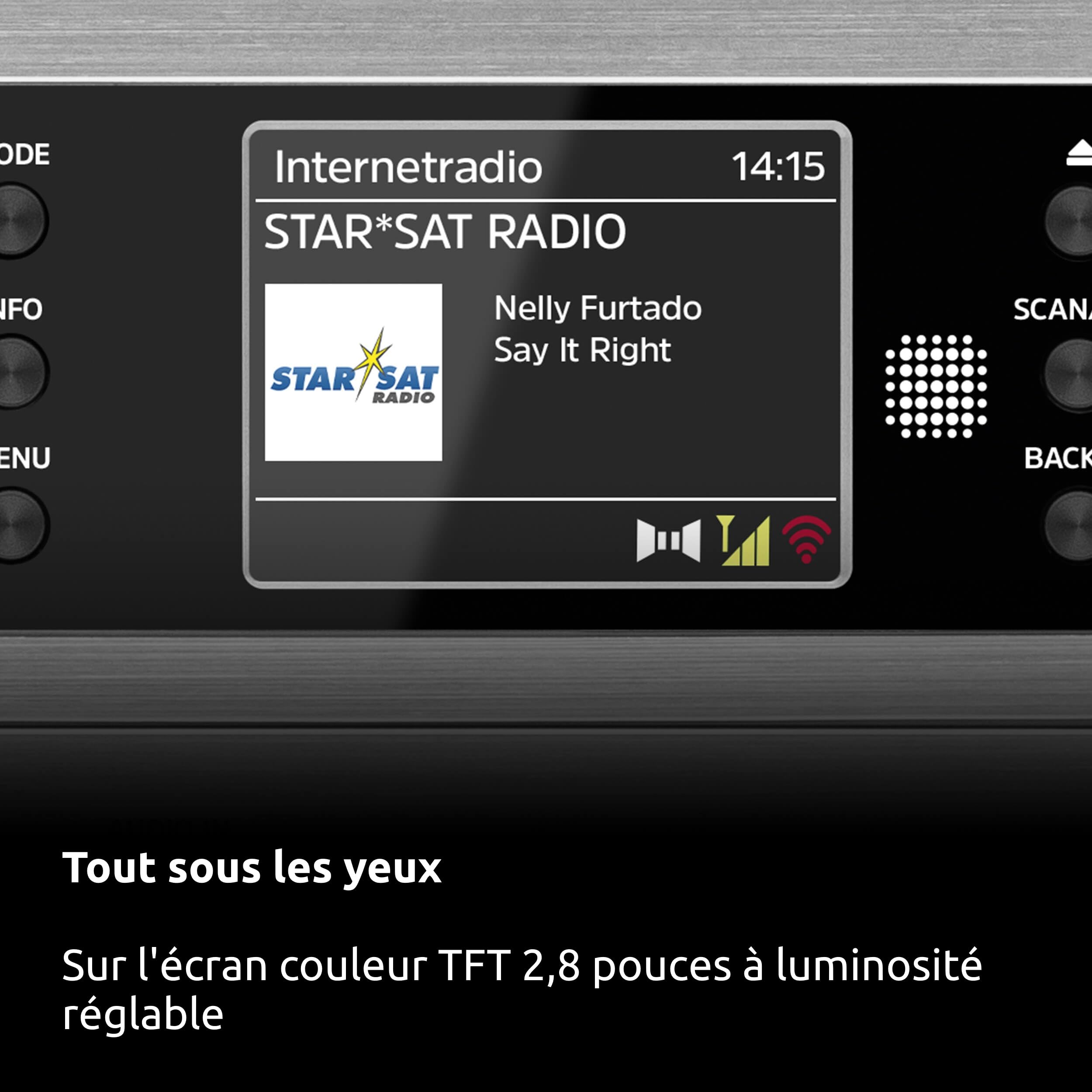 TechniSat Viola 710 CD IR – Chaîne Hi-FI compacte (Radio Internet, Dab+, FM, Lecteur CD, Bluetooth, 2x20 W RMS, Enceintes stéréo, Prise Casque, réveil, minuterie Sommeil, télécommande)