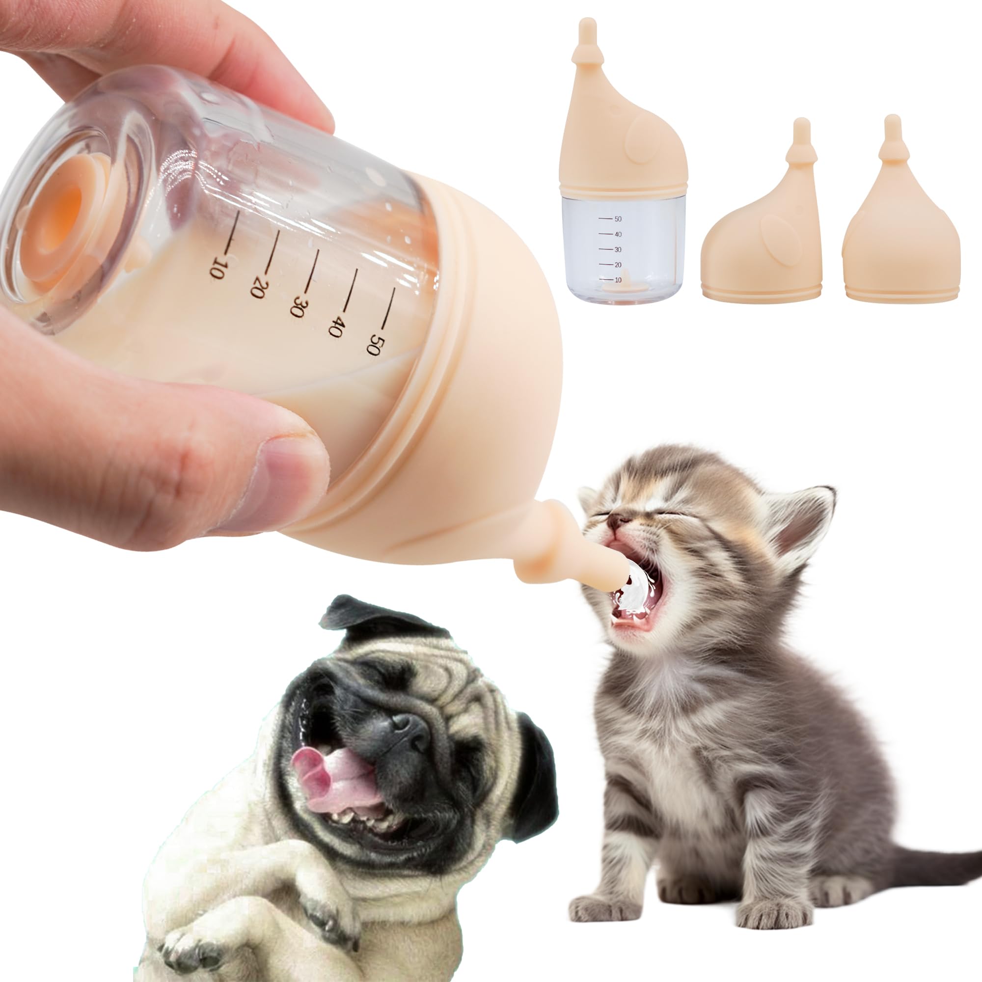Pet Feeding Bottle for Puppies and Kittens,50ml Yellow