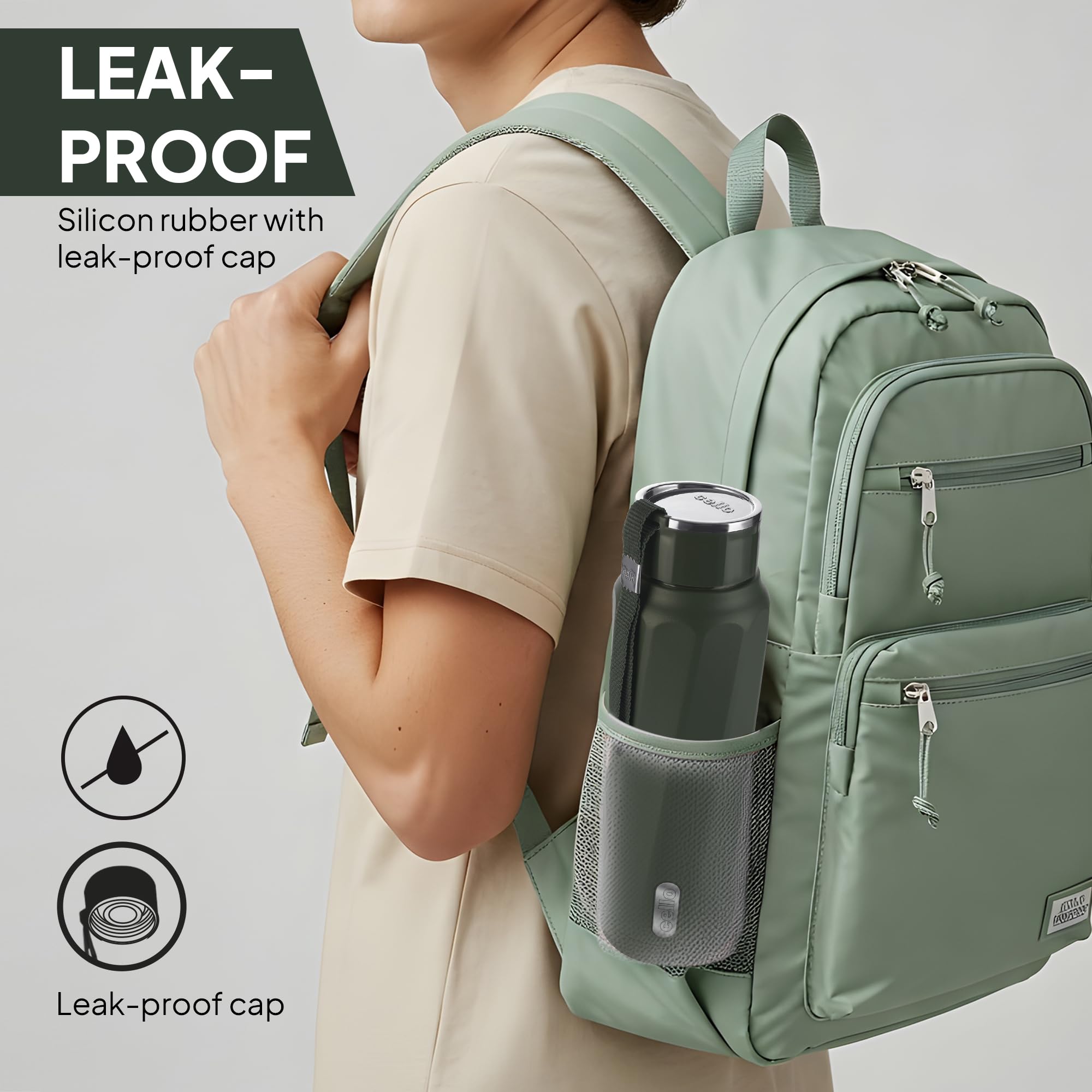 Cello Puro Steel-X Turbo Water Bottle - Military Green -3