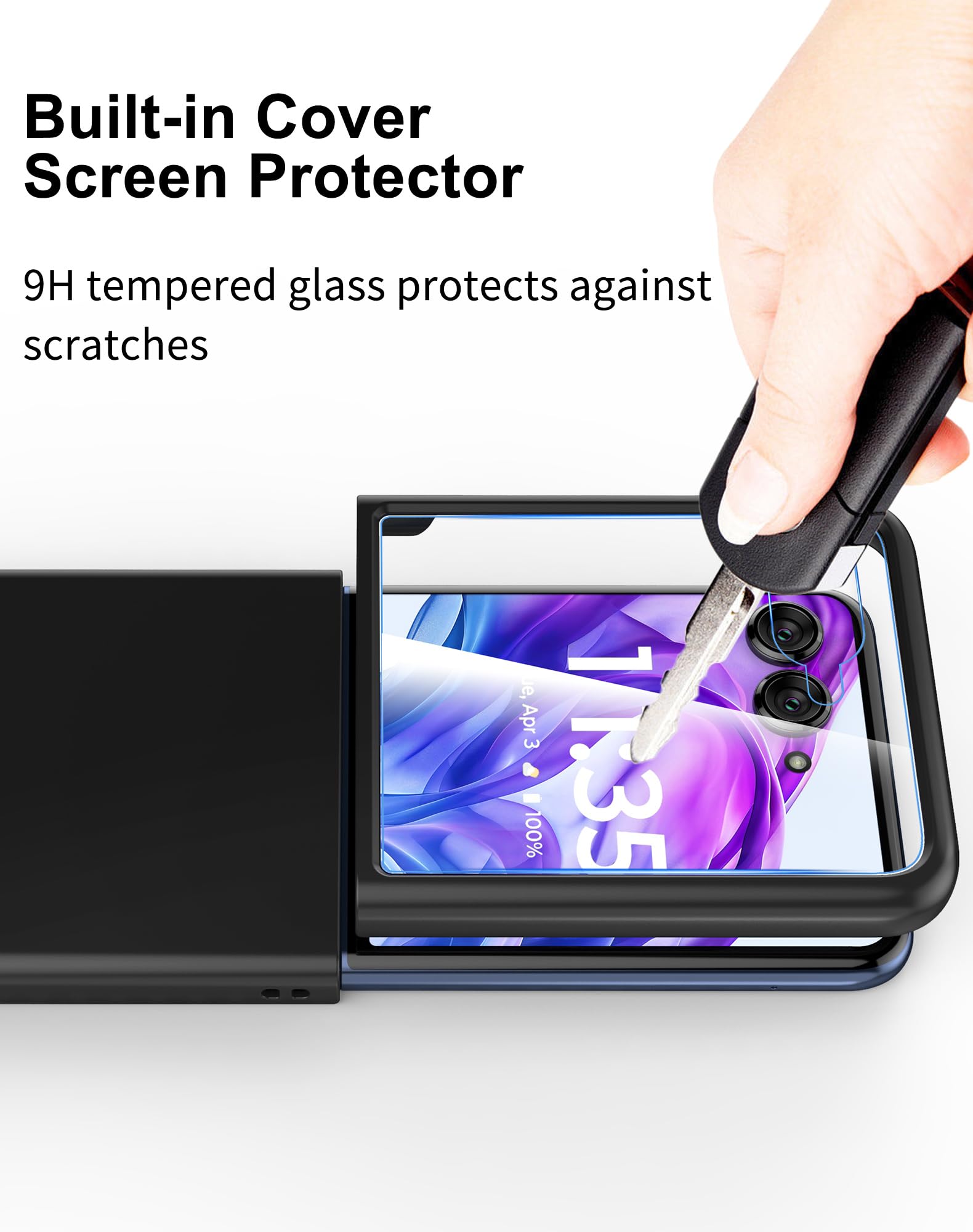 Cresee Case for Motorola Razr 2024/2025 - with Built-in External Screen Protector & Hinge Protection, Slim Cover + PU Leather Back Protective Phone Case for Moto Razr 2024 / Razr 2025