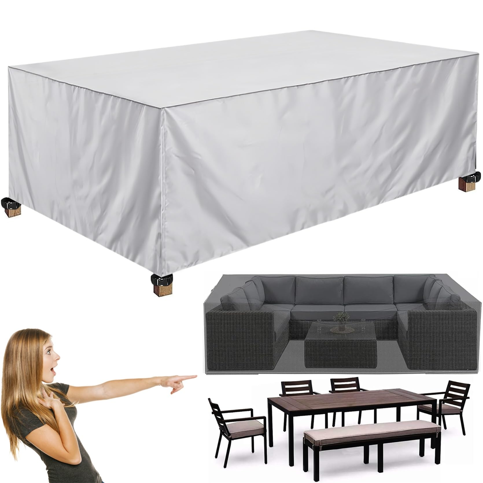 Xueqxue Ivory Garden Furniture Covers 150 X 140 X 85 Cm(L X W X H) Garden Furniture Cover Garden Table Cover, Tear Resistant, Fade Resistant, Sofa Set Patio Table Covers, For Any Furniture,