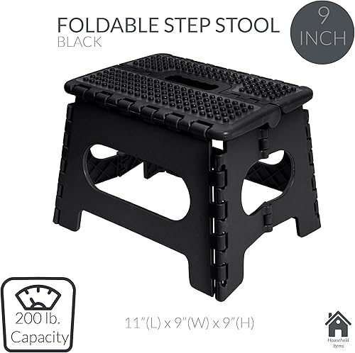 Miniatura 20 de Simplify Taburete plegable antideslizante de 9 pulgadas | Plegable | Capacidad de 200 libras | Duradero | Portátil | Cocina | Baño | Garaje | Blanco