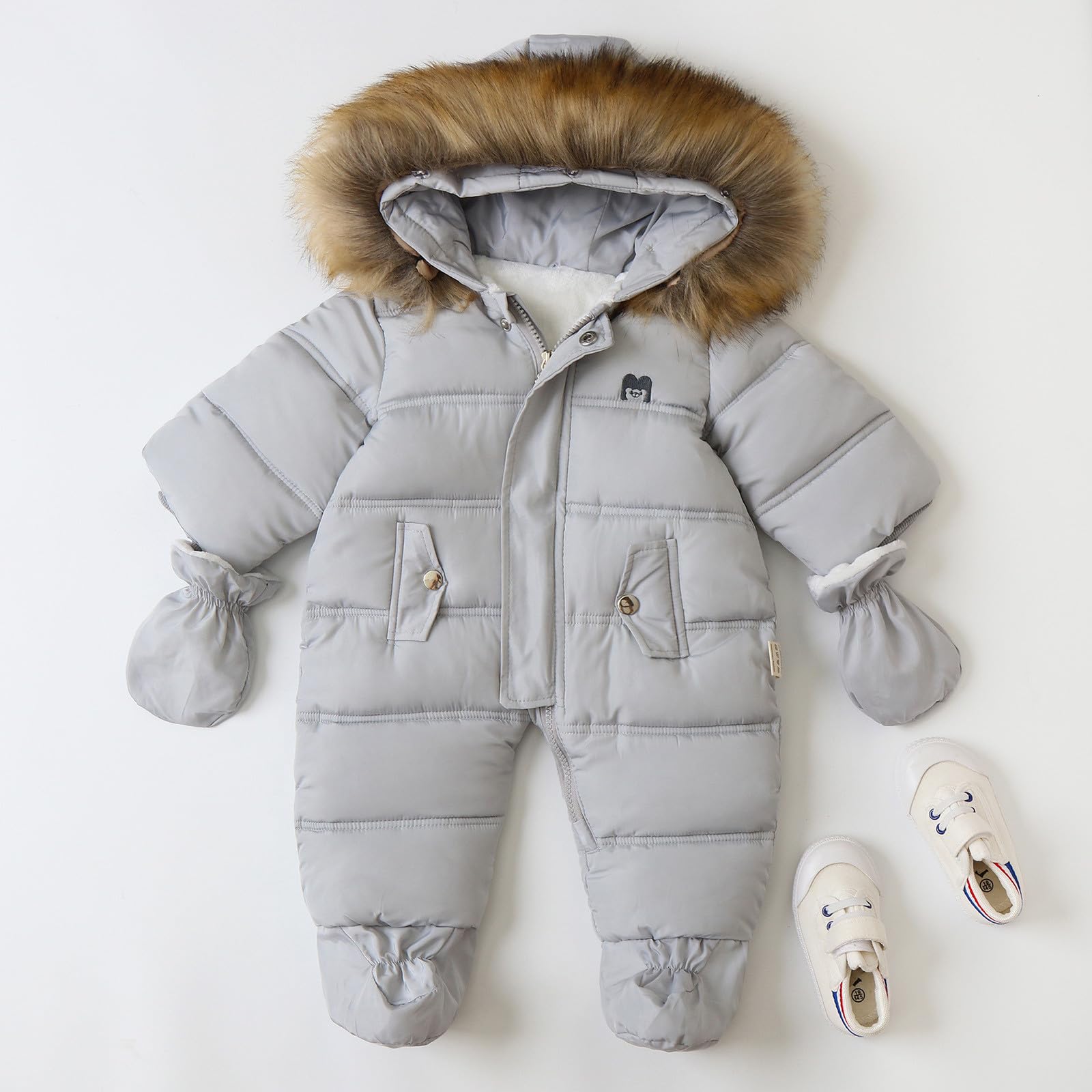 Schlafstrampler Langarm Body Baby Unisex Babystrampler Mit Aufdruck Schlafanzug Strampler Jumpsuit Warm Bodysuit Winter Atmungsaktiv Hautsympathisch Bequem