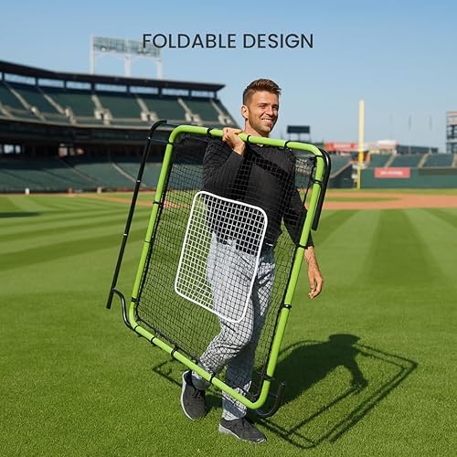 Miniatura 4 de Red de Rebote de Béisbol 4x4.5 Pies Entrenador Pitchback Red de Fildeo de Rebote para Béisbol y Softbol Práctica en Solitario de Rebote con 3