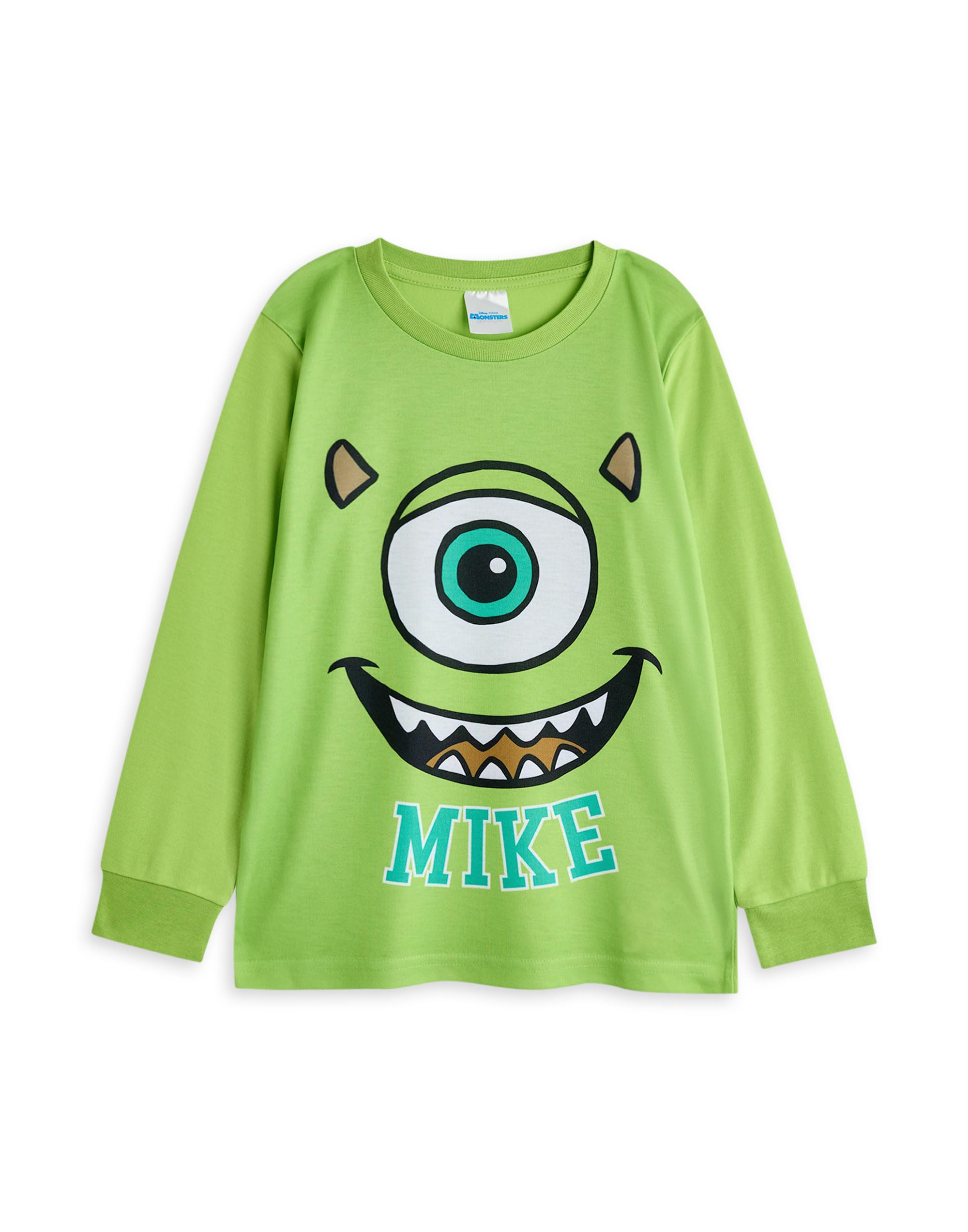 Disney Monsters Inc Piżama dla chłopców, zestaw 2 sztuk, dla dzieci Sully & Mike Graphic top z długim rękawem i długimi nogawkami spodnie piżamowe w kolorze niebieskim i zielonym, dziecięca postać z