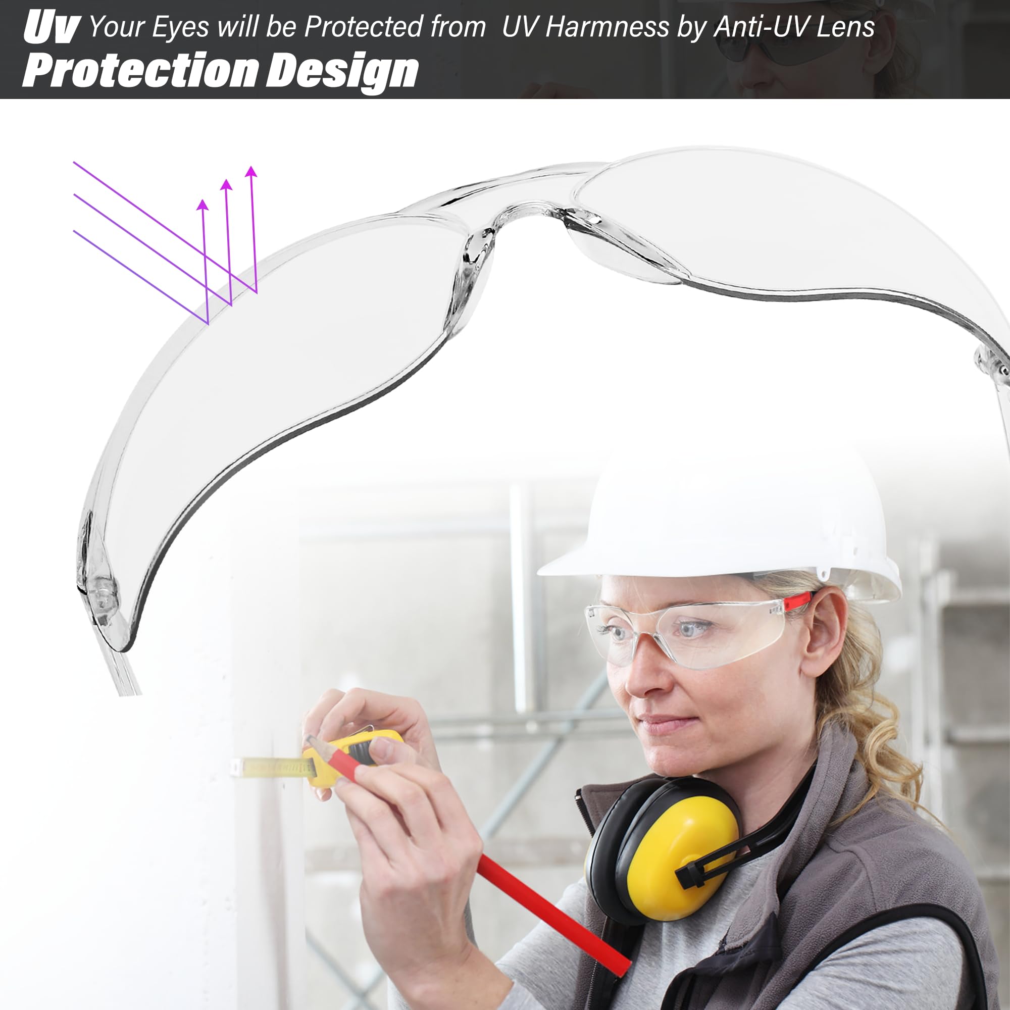 Salfboy ANSI Z87.1 Occhiali di sicurezza Occhiali protettivi Resistente ai graffi Costruzione leggera Occhiali di sicurezza Bulk Red Leg