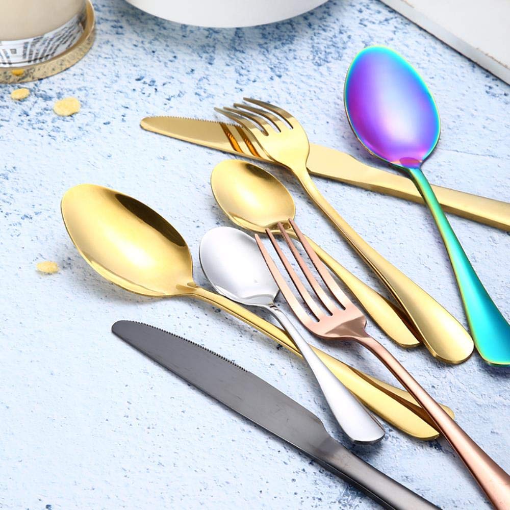 Service de vaisselle 24 pièces, fourchettes de cuisine dorées et noires