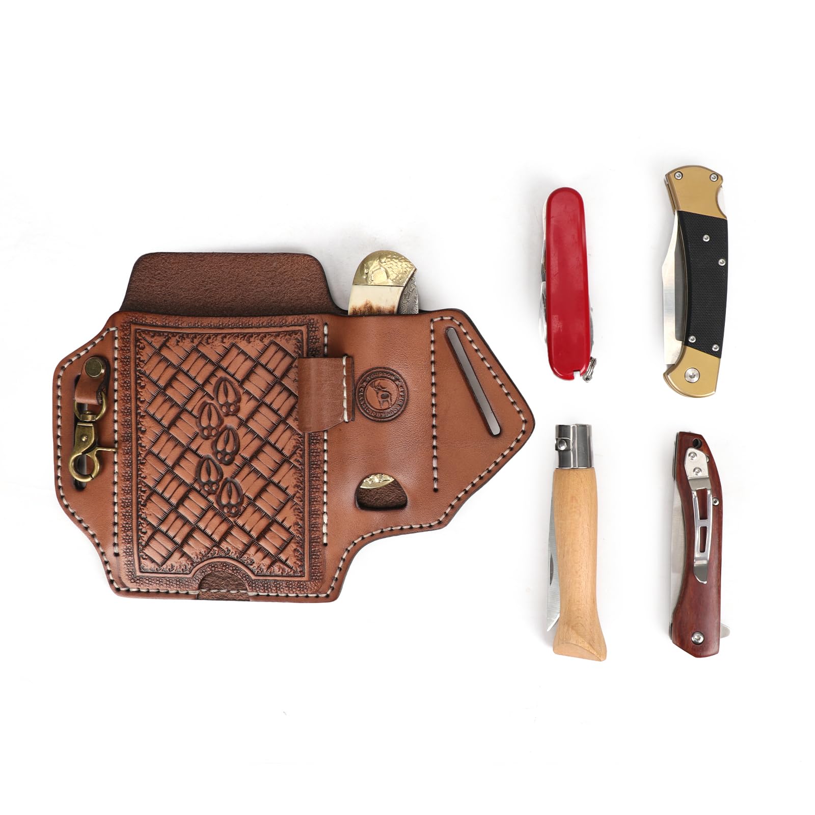 TOURBON Handyholster aus echtem Leder für Gürtel, EDC Taschenmesser, Etui, Multitool-Tasche, Smartphone-Hülle mit Schlüsselhalter