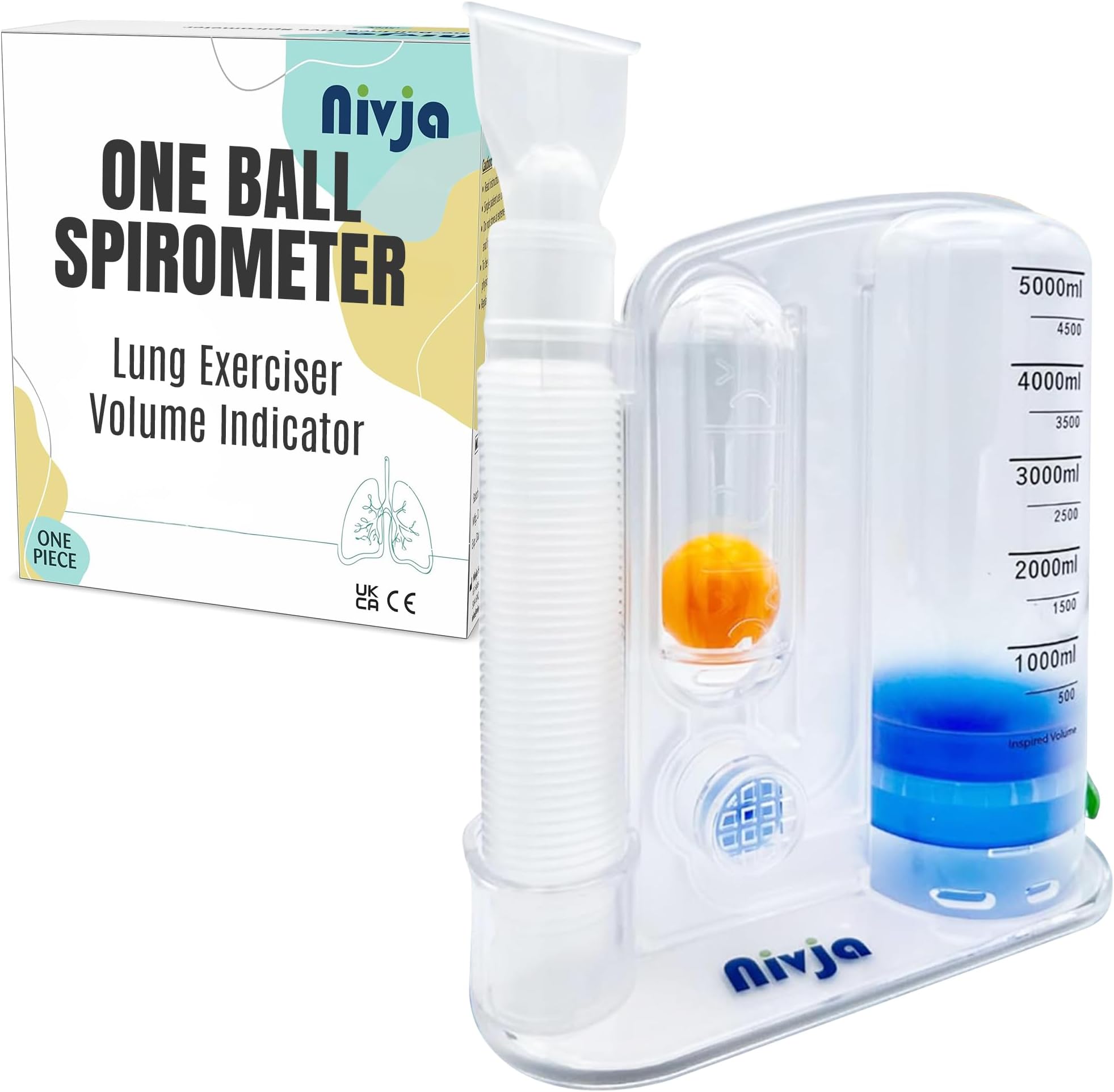 – Deep Breathing Lung Exerciser, One ball Incentive Spirometer, Breathing Trainer for Strong Lungs, Inspiratory Expiratory Muscle Trainer, Hygenic Seal
