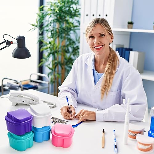 Miniatura 8 de ZENFUN Paquete de 20 cajas dentales para dientes artificiales, estuche de retención de dentaduras postizas a granel con cesta de colador, contenedor
