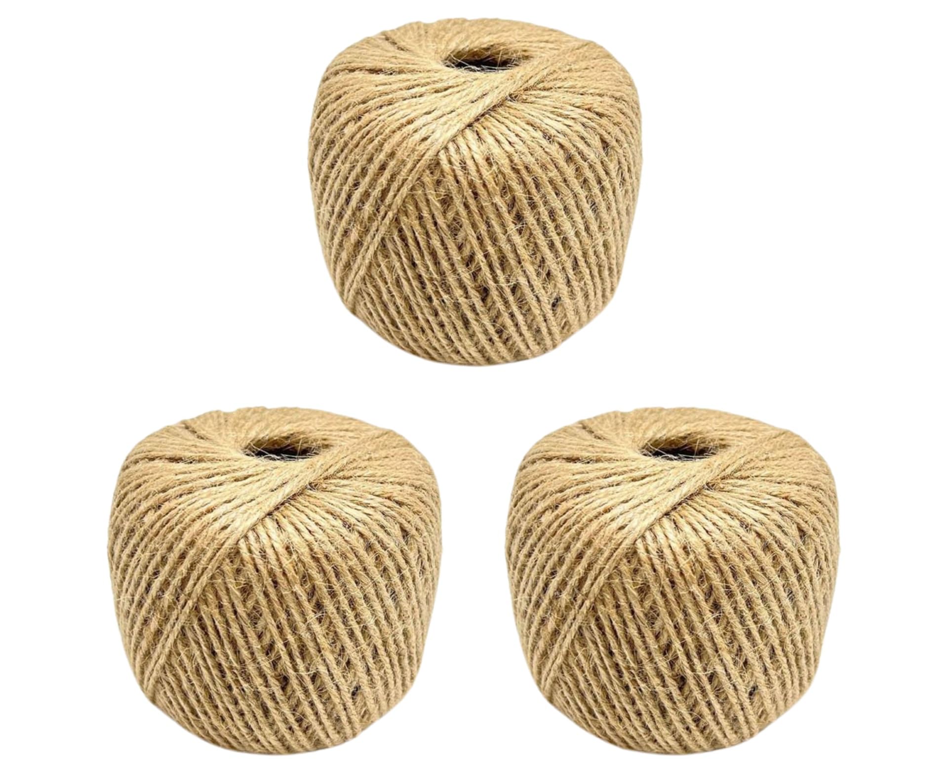 eMKay® Natural Garden Jute Twine 3 Ply - PACK OF 3 80m Balls of Garden Twine Garden String for Arts Crafts Gardening Wedding Décor Packing Christmas & Around the Home TOTAL - 240 METRE/767 FEET APPROX