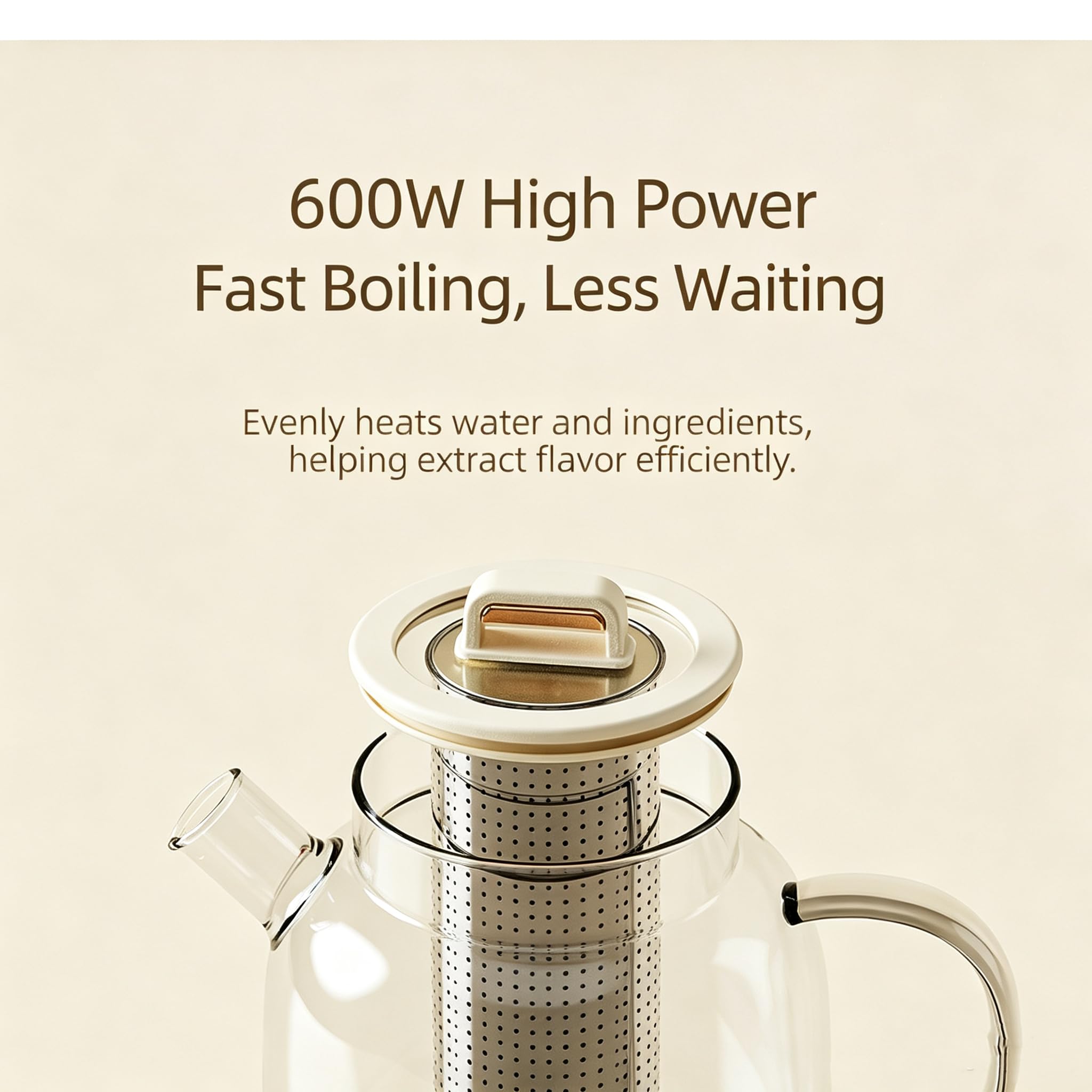 Hervidor Eléctrico 600w, Tetera De Vidrio Doméstica De 1,2 L Con Infusor