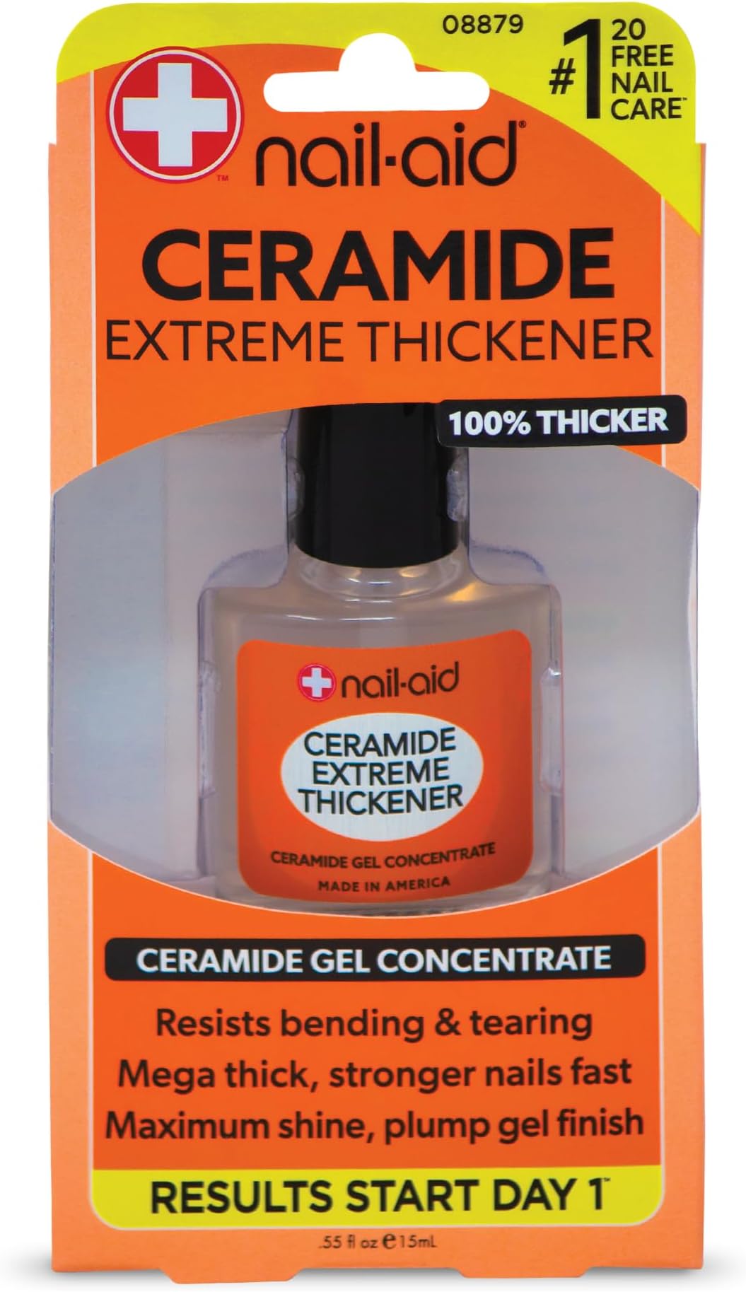 Nail-Aid Ceramide Extreme Thickener - Nail Strengthener - Ridge-Free, Long-Wear Shine Finish - Clear, 0.55 Fluid Ounce