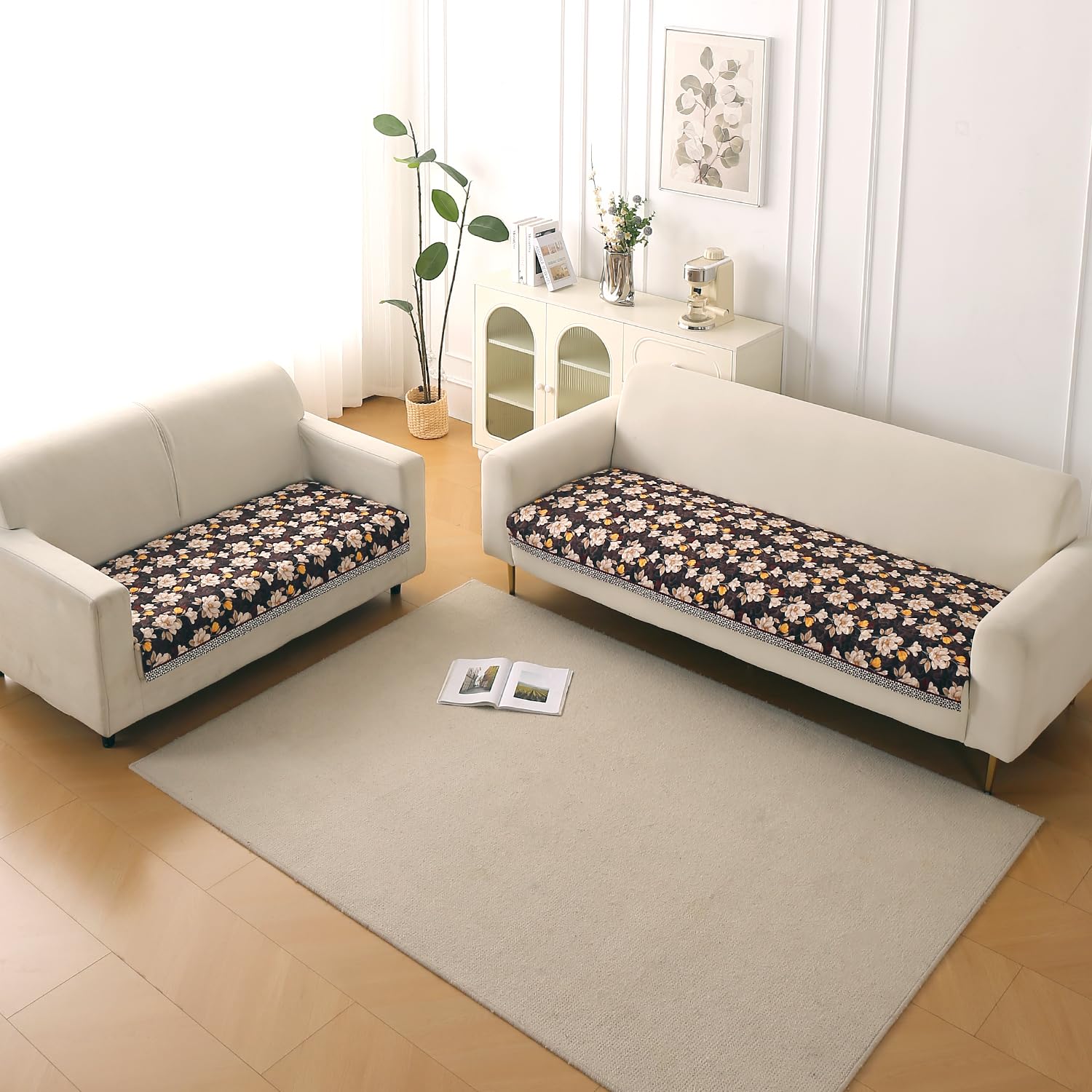 Velvet Sofa Backrest Mat - Pansies Teal -20