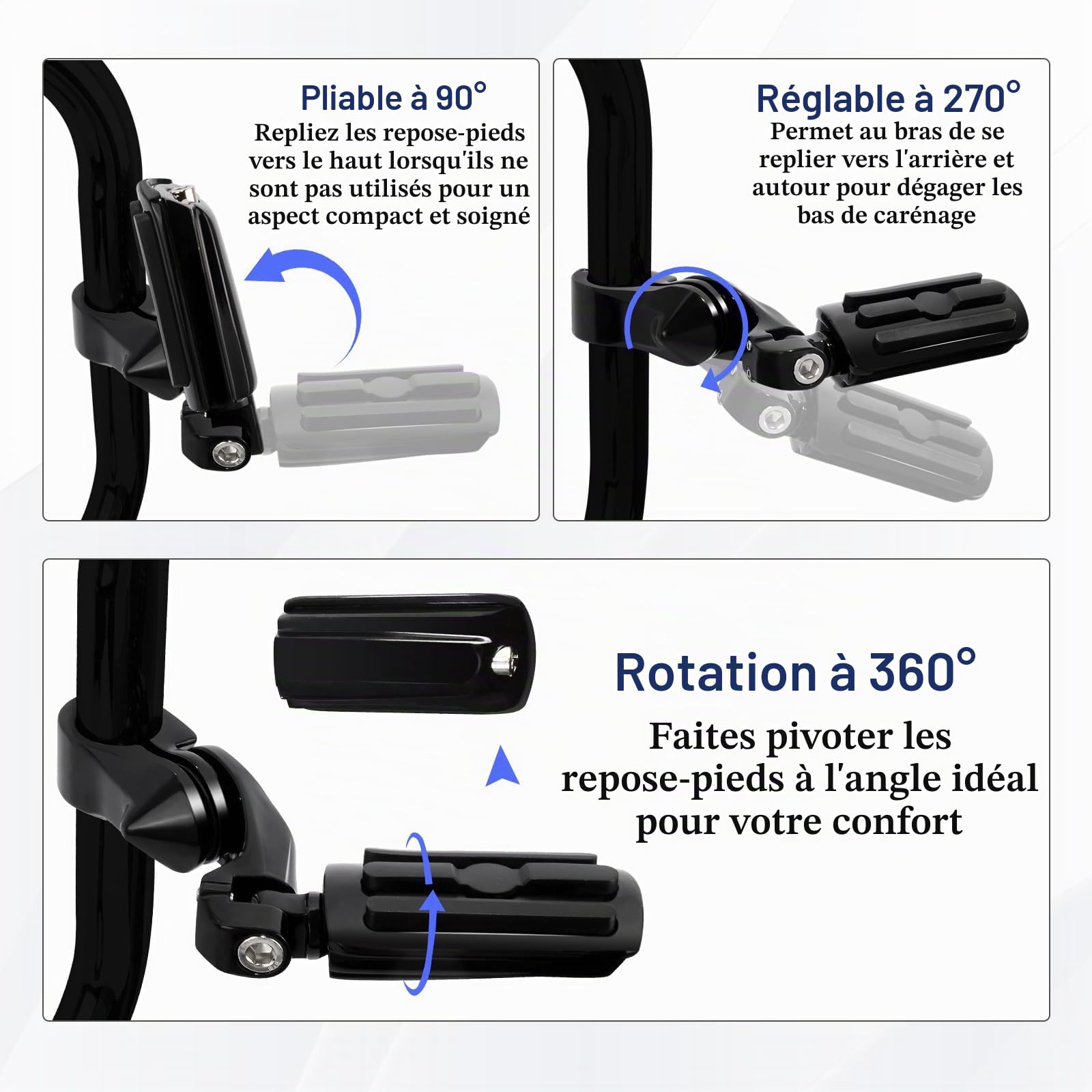 Repose-pieds d'autoroute réglables de 32 mm avec kit de montage court coudé, universel pour Harley, Honda, Kawasaki, Suzuki, Yamaha, Indian, Victory avec protection moteur/barre de