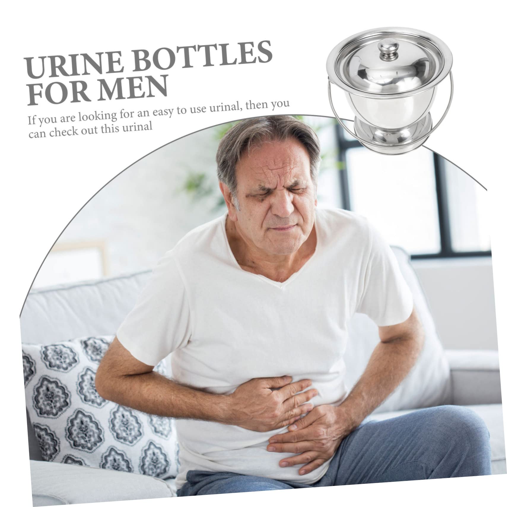 Beavorty Travel Pee Bottle for Men Portable Urinal for Boys and Girls Stainless Steel Urinal Pot Easy Clean Bedpan