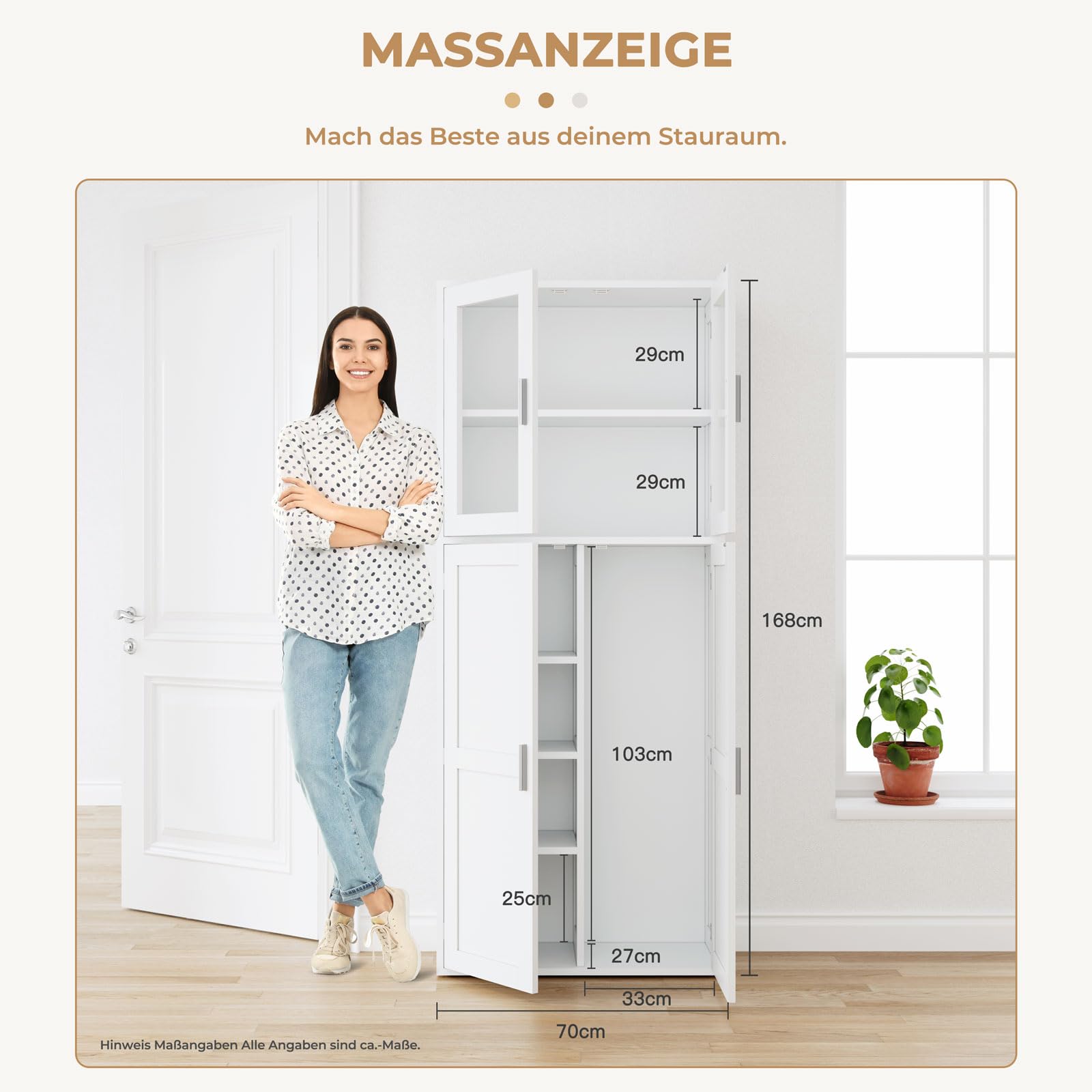 Dripex Besenschrank mit Sichtfenster aus Acryl 168x30x70cm, Holz | Mehrzweckschrank Haushaltsschrank Putzschrank mit Verstellbarer Einlegeboden für Küche Wohnzimmer Esszimmer, Weiß