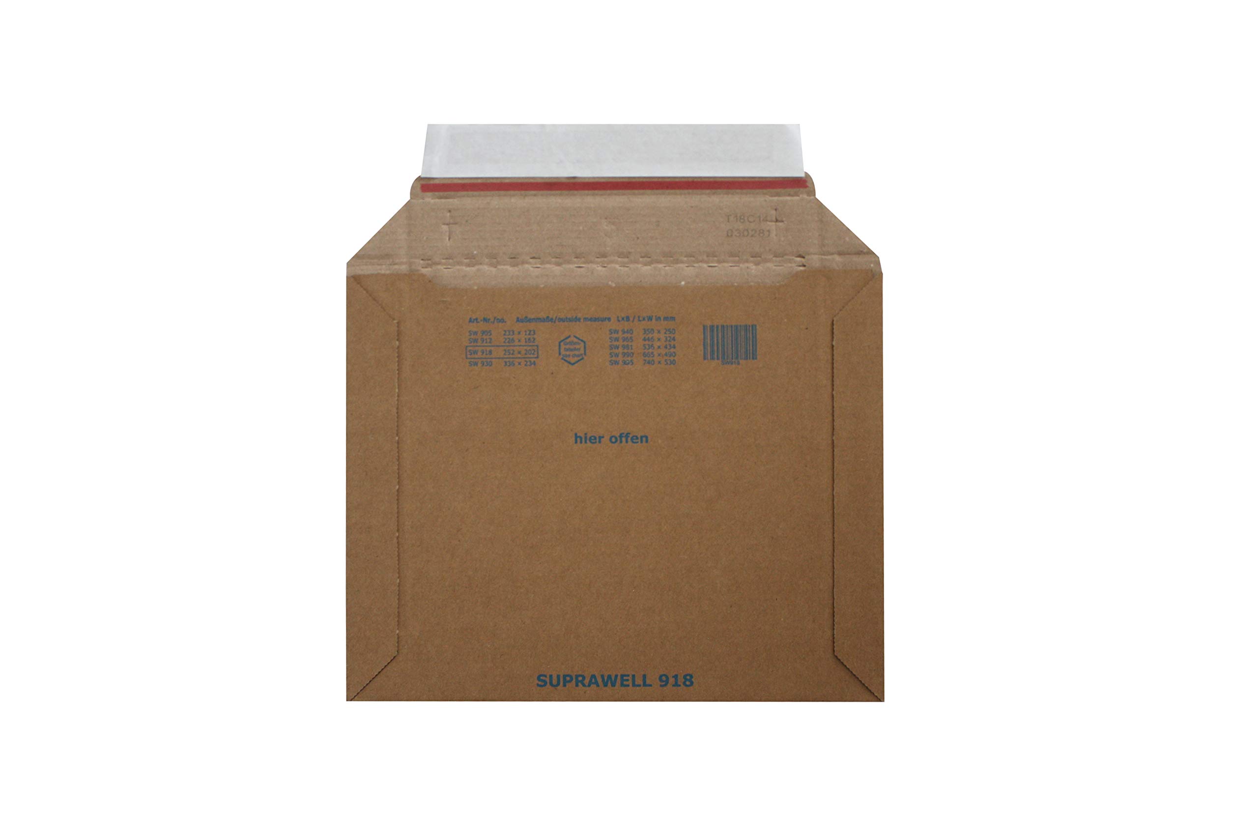 Carte DozioRigid Cardboard envelopes with Long Side Opening for shipments - F.to int. mm 252x202-25 pcs Each Pack.