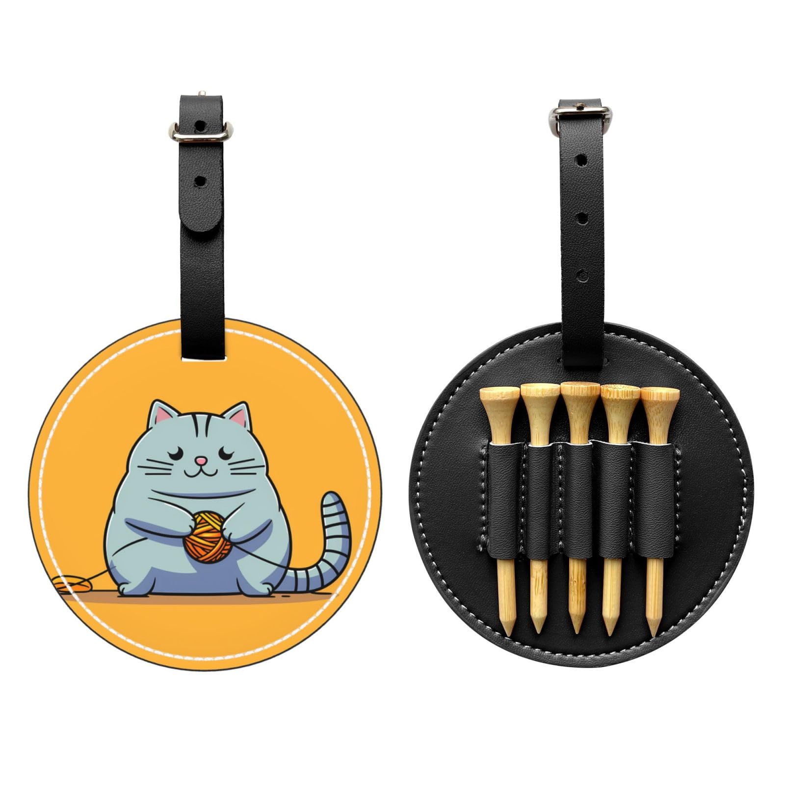 Cat Playing with Ball of String Black Golf tee Storage Bag - Durable and wear-Resistant Golf Accessories