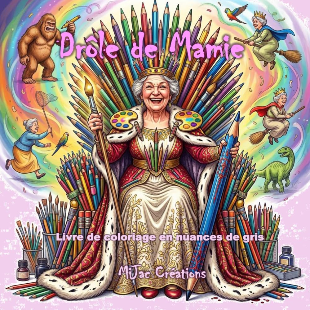 Drôles de Mamies - Livre de coloriage en nuances de gris: 50 scènes hilarantes, inattendues et complètement déjantées mettant en vedette des mamies extraordinaires