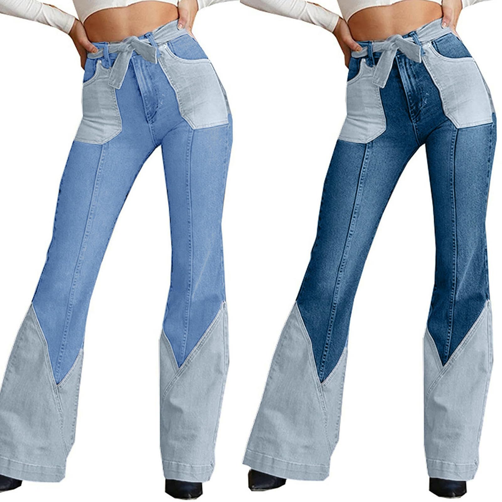 Jeans da Donna Pantaloni Versatili alla Moda in Denim Elastico Moda-Azzurro-l