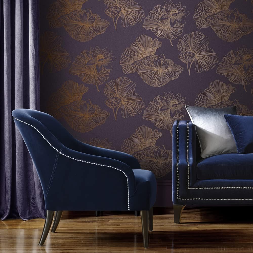 Graham & Brown Lotus Floral Paste The Wall Wallpaper (Plum)