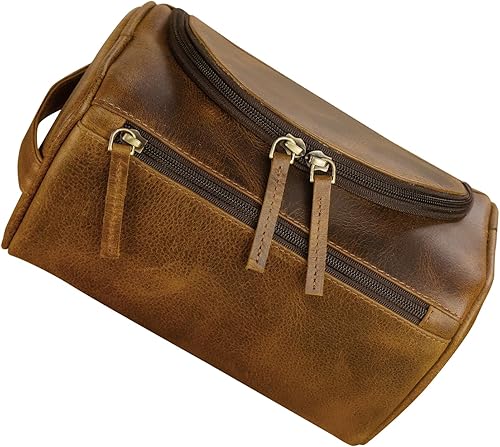 Miniatura 7 de ELIZO Neceser de cuero grande, Antiguo, Neceser de cuero