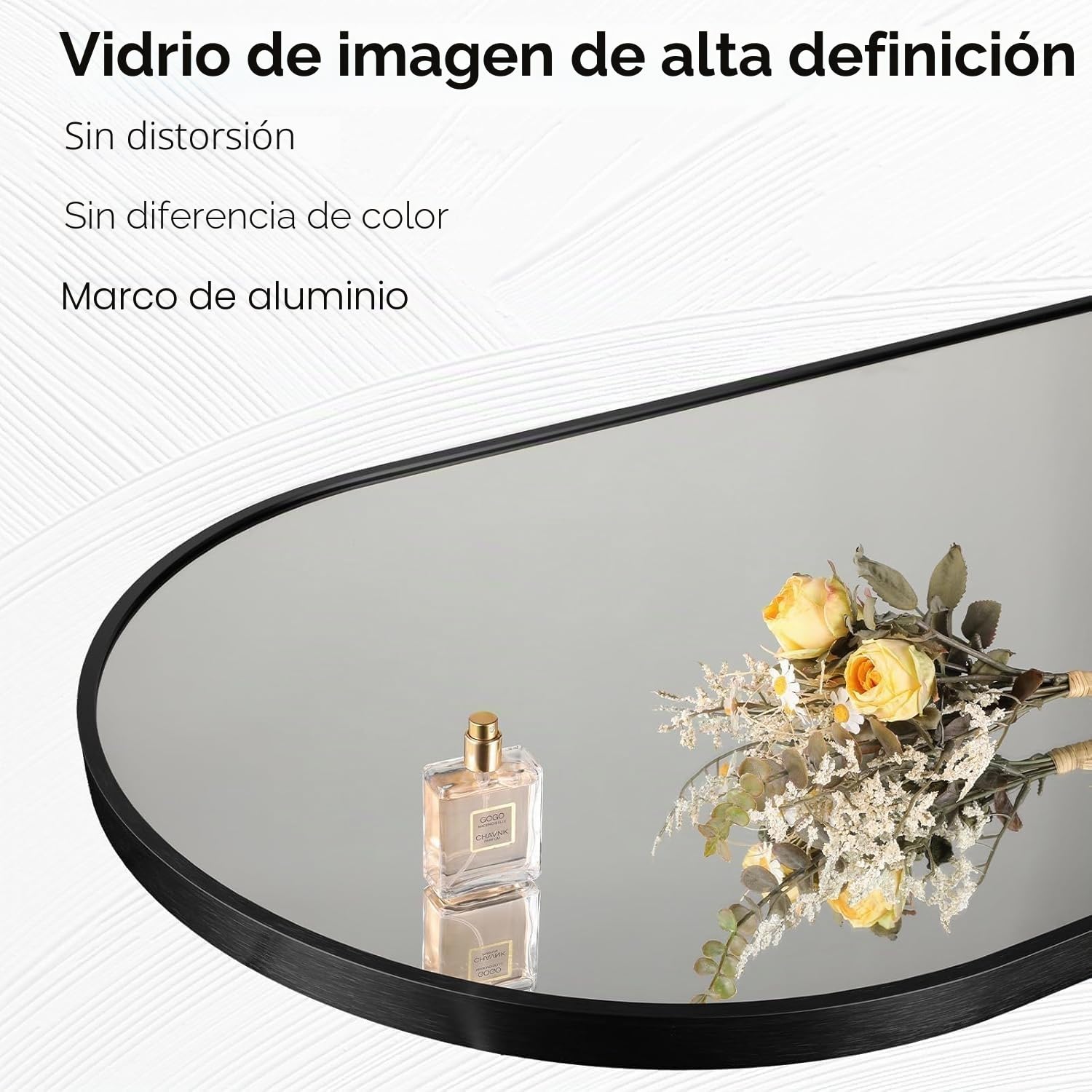 Clevich Espejo de Pie Cuerpo Entero 150x50 cm, Espejo Arqueado con Soporte