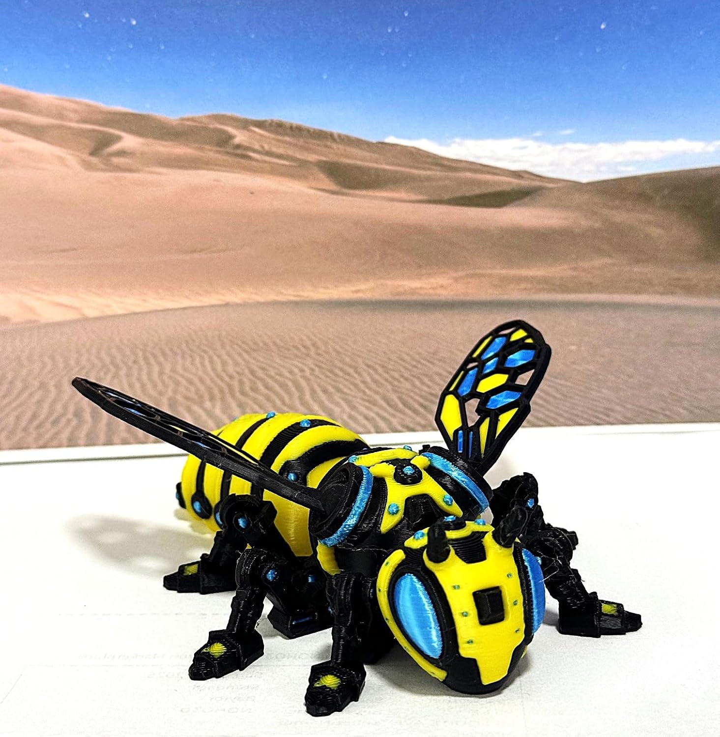3D Printed Cyber Bee, Articulated Magnetic Cyber Bee Fidget Toy, Stress Relief Desk Toy, Executive Desk Toy- 4.5" CB001-YBK image 5