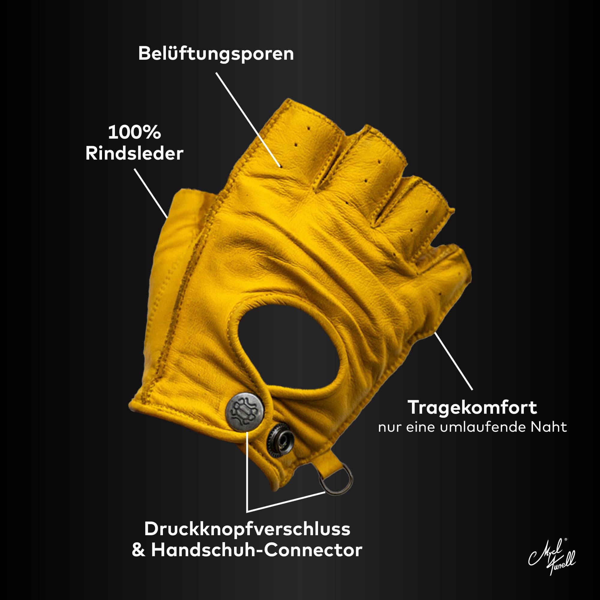 Easy Rider Mitaines de moto en cuir véritable pour homme - Gants de moto pour homme - Gants de moto en cuir sans doigts (différentes couleurs)