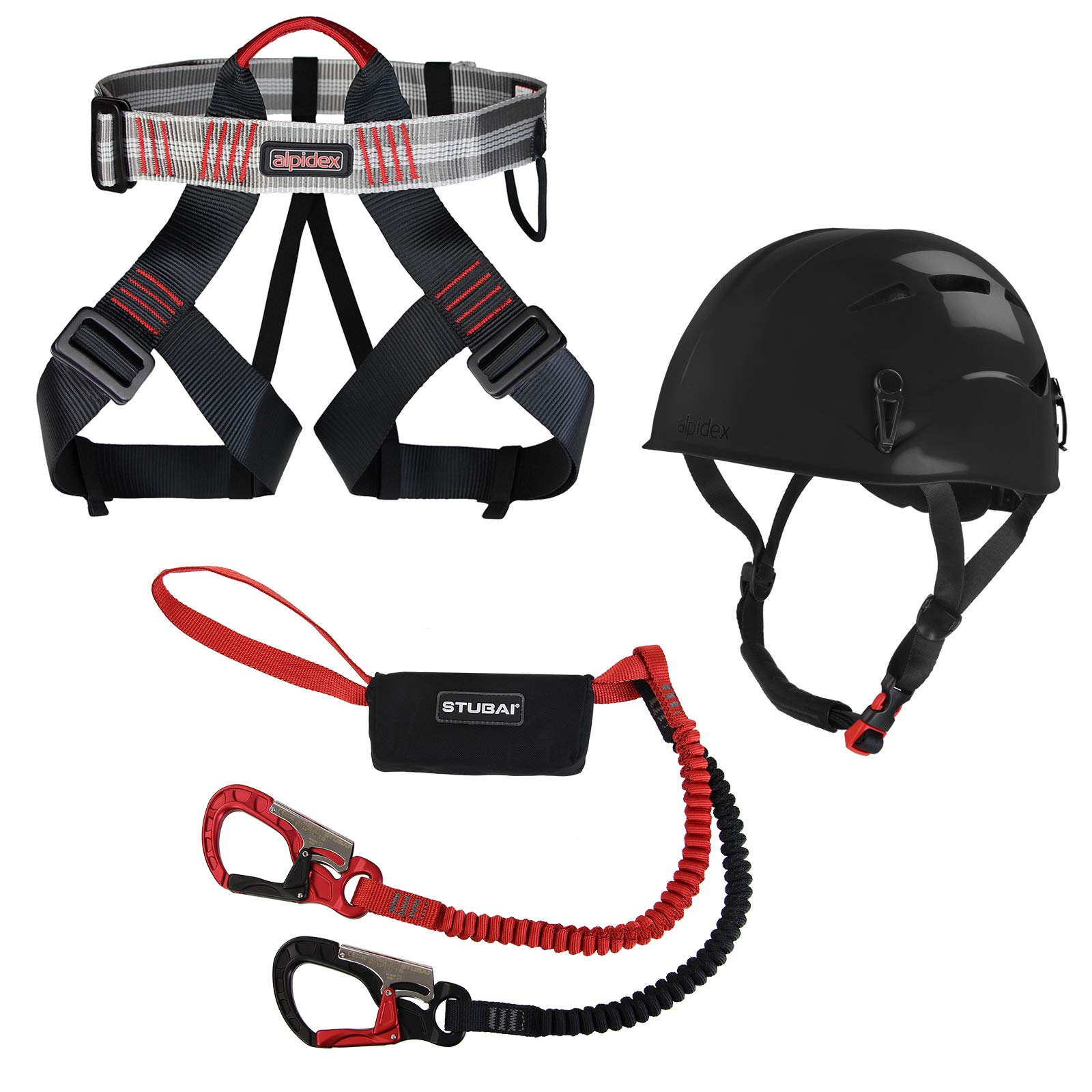 ALPIDEX Casque d'escalade + ALPIDEX Baudrier de Grimper Universel + Stubai Via ferrata Set Basic 3.0