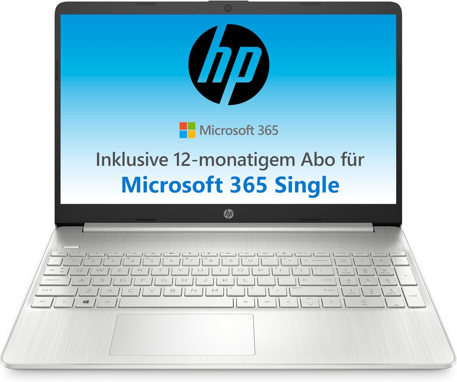 HP Laptop | 15,6" FHD Display | Intel Celeron N4500 | 4 GB DDR4 RAM | 128 GB SSD | Intel UHD Graphics | Windows 11 Home im S-Modus | QWERTZ Tastatur | Silber mit HP Prelude Pro Laptop-Tasche, Schwarz