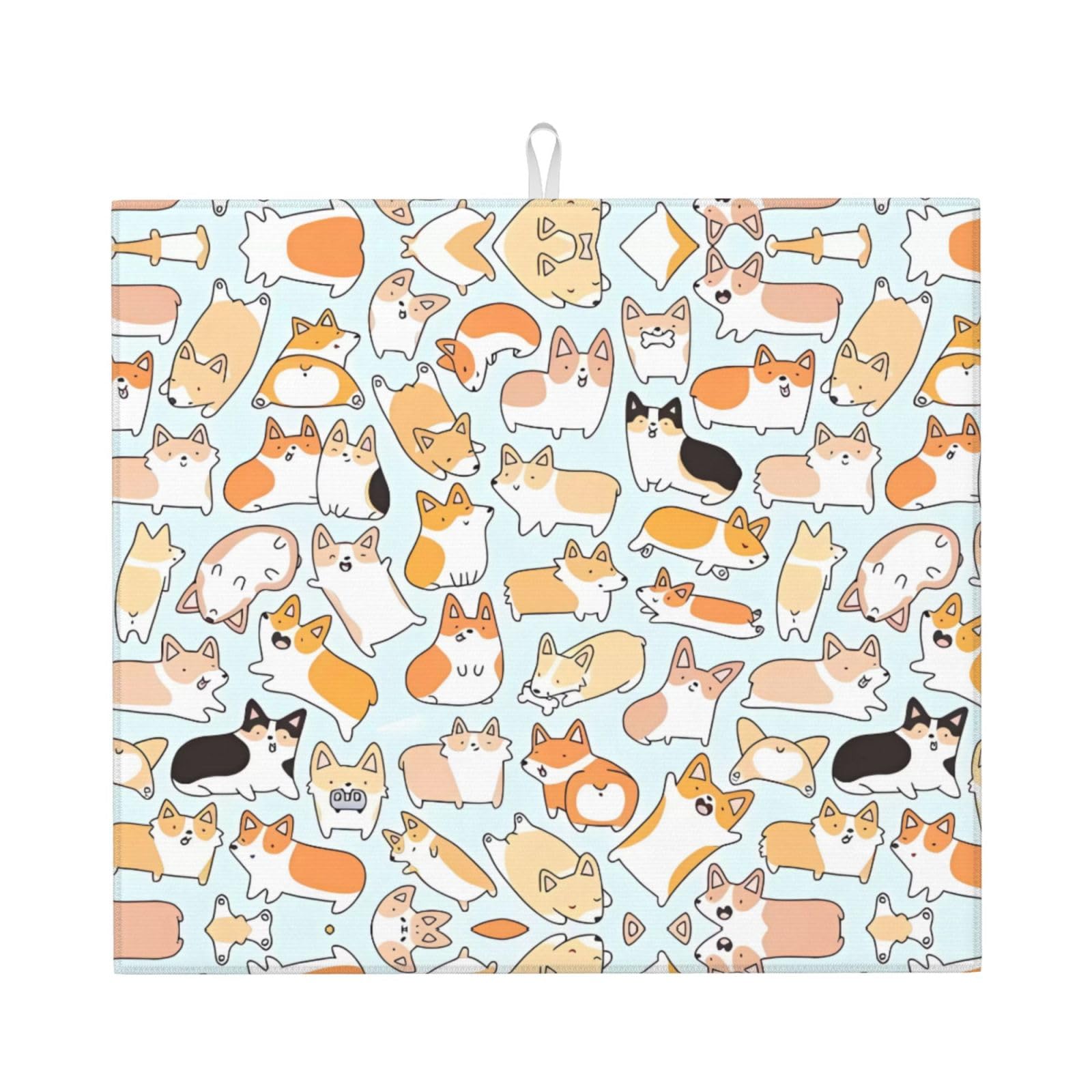 YYHHAOFA Dog Prints Kitchen Drying Mat – Highly Absorbent Microfiber Throw, Non-Slip Counter Cover for Dishes, Fade-Resistant Print & Appliance Protection