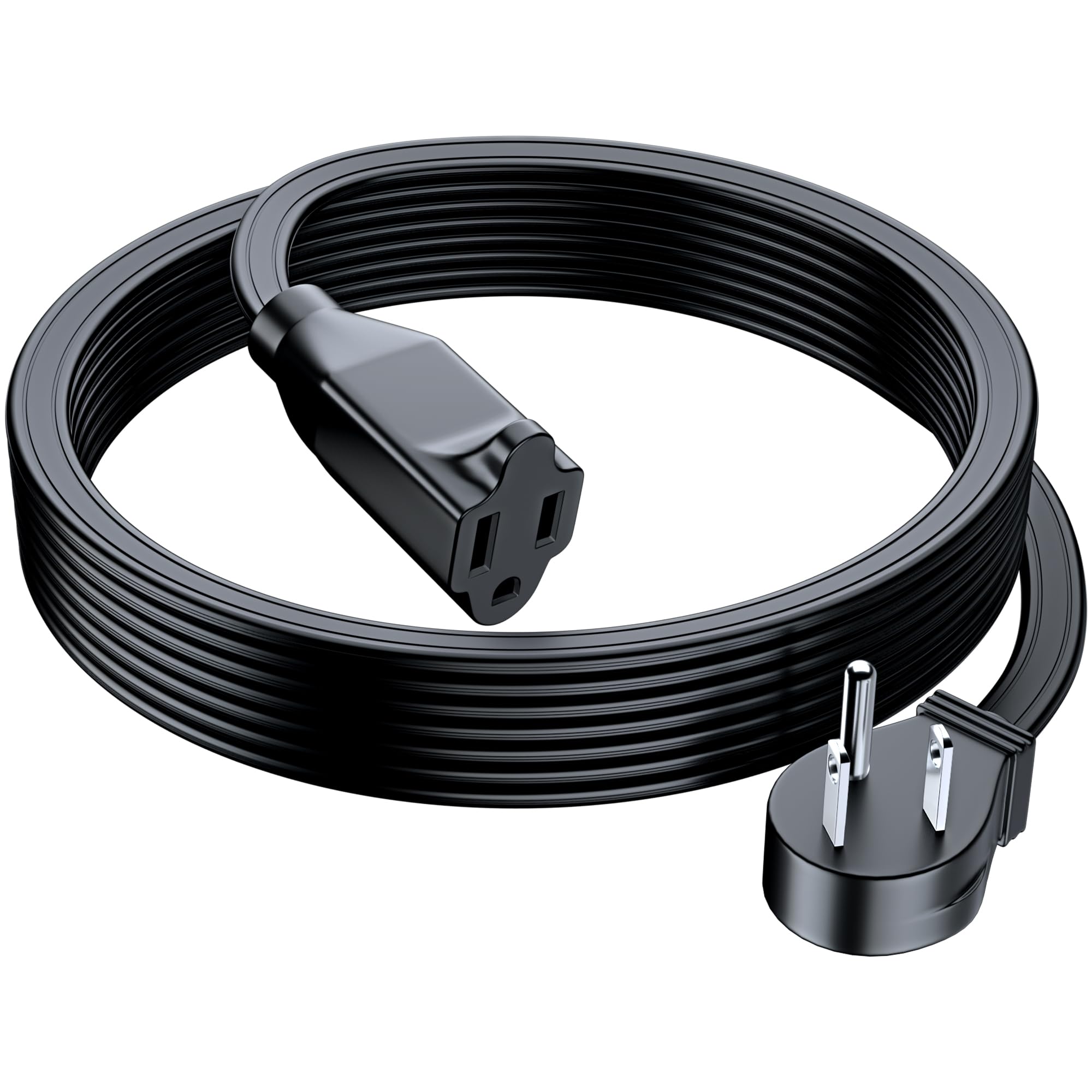 Extension Cord (12 Feet) 1 Outlet Flat Wire, 3-Prong 45° Angled Flat Plug, 16 AWG Power Cord - UL Certified (Black)