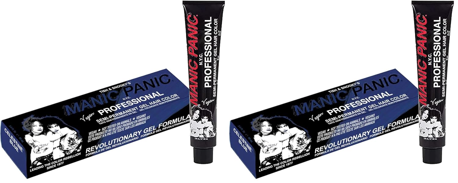 MANIC PANIC Professional Color Celestine Blue - Deep Indigo Blue Semi Permanent Gel Hair Dye - Lasts Through 40+ Washes - No Developer Required (3oz) (Pack of 2)