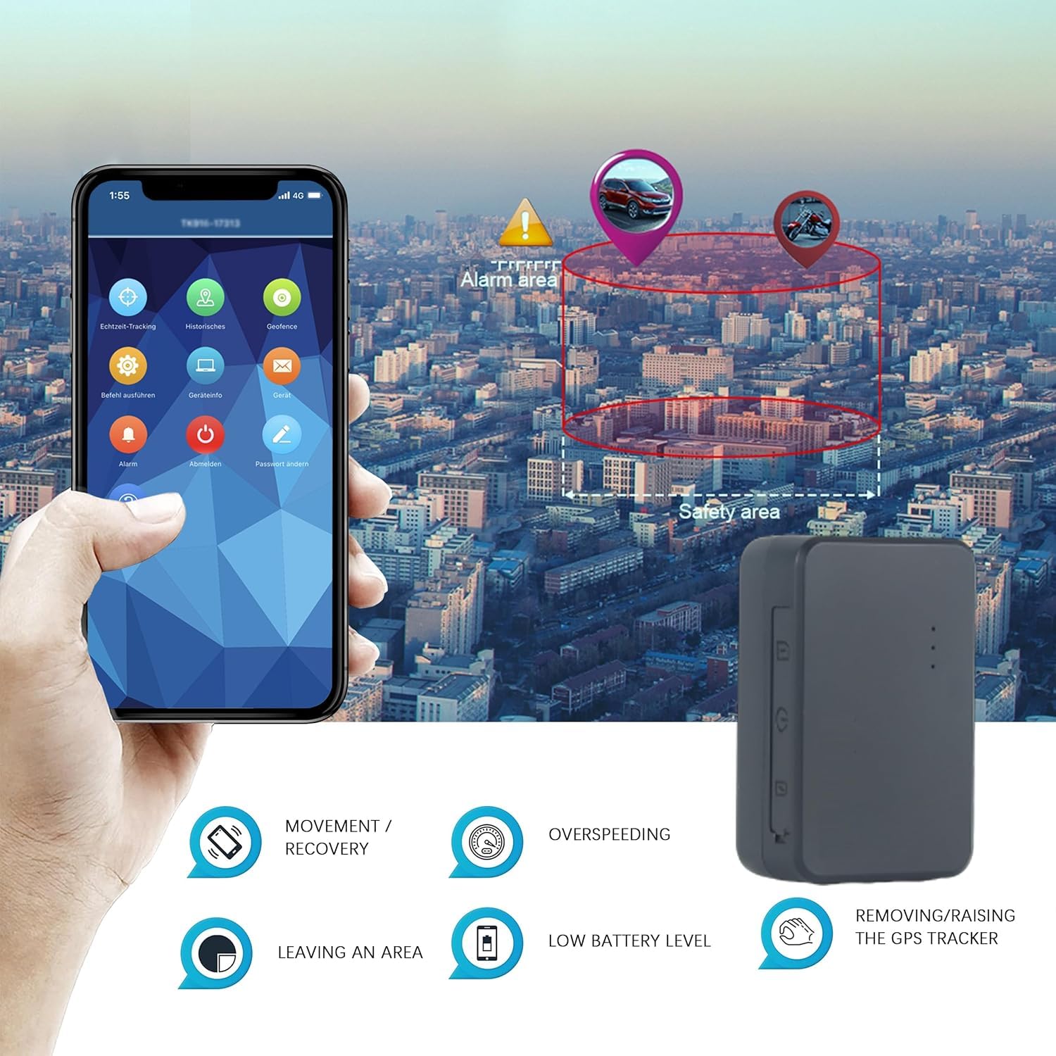 Localizador GPS para Coche Auto con App, Rastreador 4G LTE para Vehículos, Motos y Equipaje, Batería de 60 días Mini GPS con Tarjeta SIM Incorporada, Monitoreo en Tiempo Real e Historial de Ruta