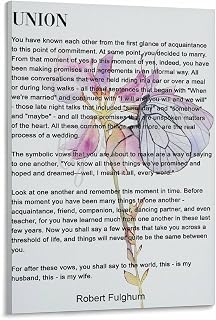 Union By Robert Fulghum Pome Poster Wedding Poem Wall Art Canvas Painting Wall Art Poster for Bedroom Living Room Decor 12x18inch(30x45cm) Frame-style