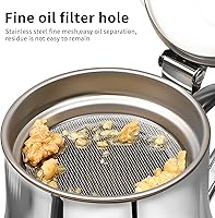 Vista 6 de Cabilock Colador de aceite, recipiente de grasa de tocino con colador, colador de aceite de cocina de acero inoxidable, dispensador de aceite