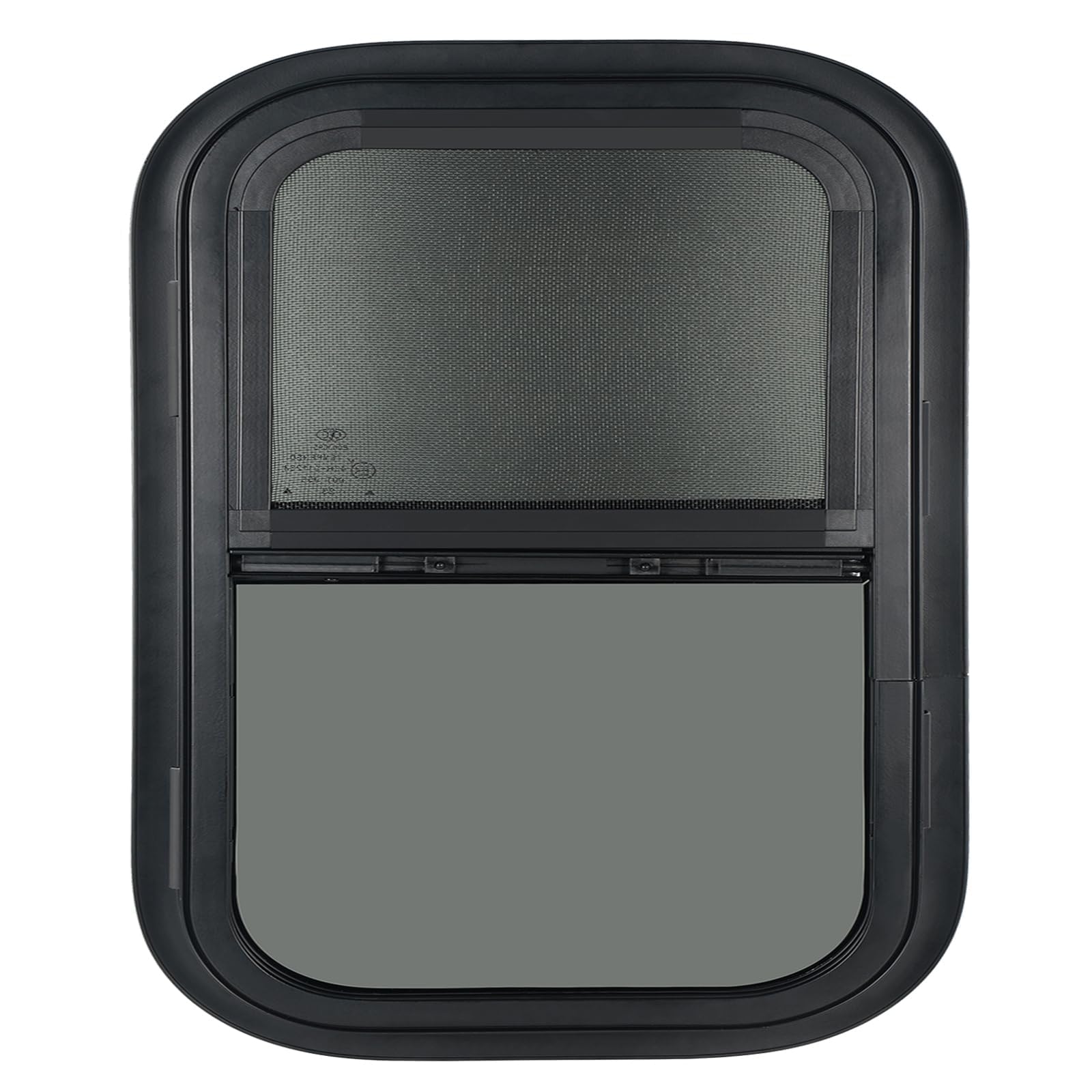 OUTPRIZE Vertical RV Window, 14" W x 16" H Tinted Sliding RV Window with Net Screen and Trim Ring, Suitable for 15/16" or 1-3/8" and Slightly Thicker Up to 1/16" Walls, DOT Approved