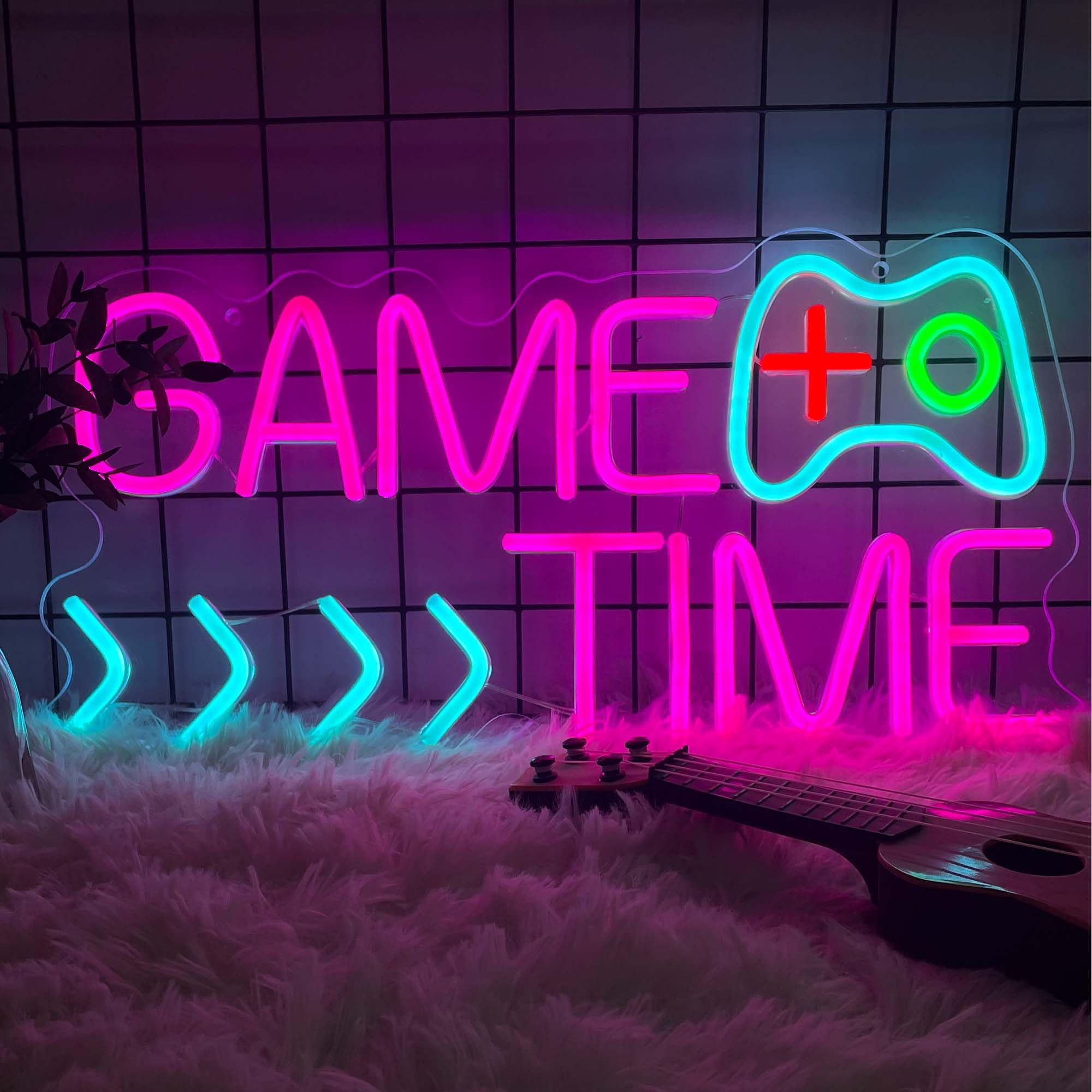 Deluisho GameTime Neon Sign, Gametime LED Neon Light, Game Neon Sign, Colourful Gaming Style Decorative Light