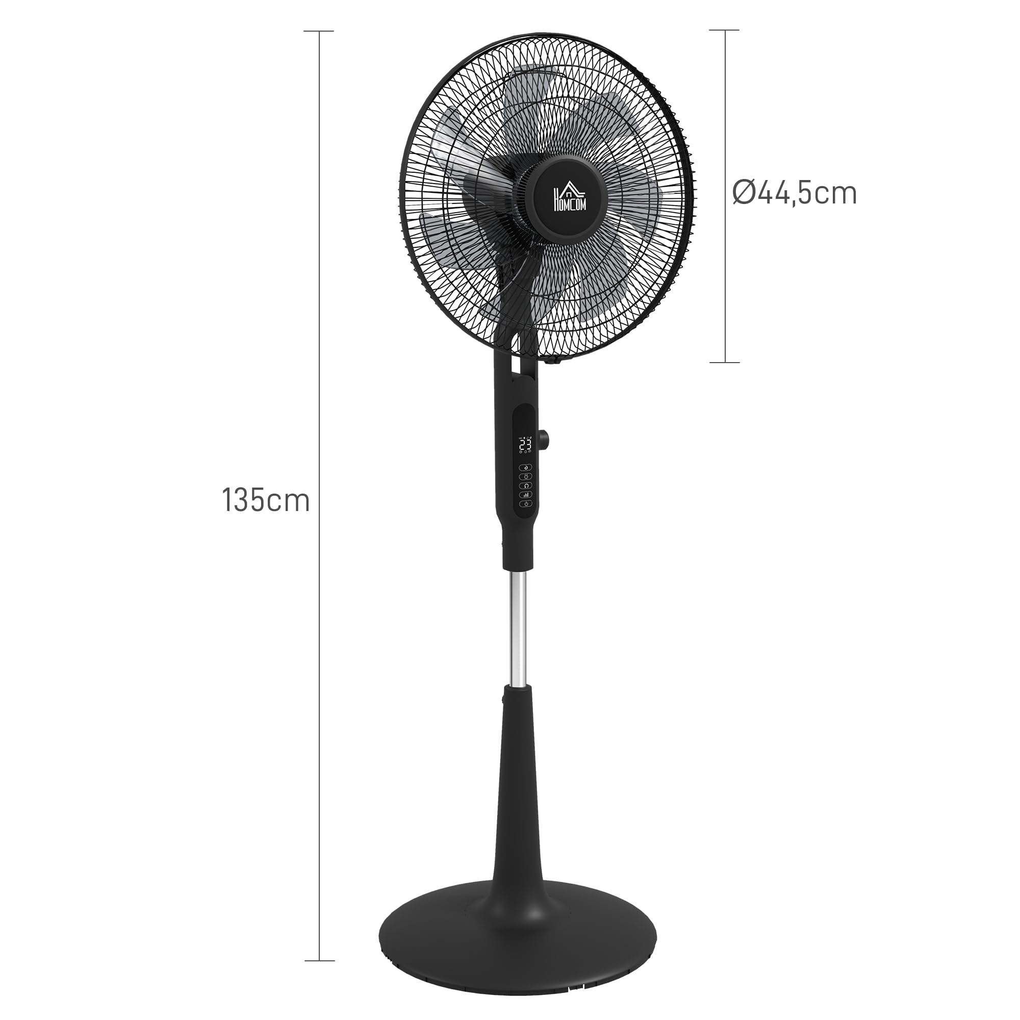 HOMCOM Ventilateur sur Pied Ø42cm Silencieux Télécommande Minuterie Noir | 40W, 3 Modes, 28 Vitesses, Fonction Anti-Moustique, Hauteur Réglable, Oscillant 75°