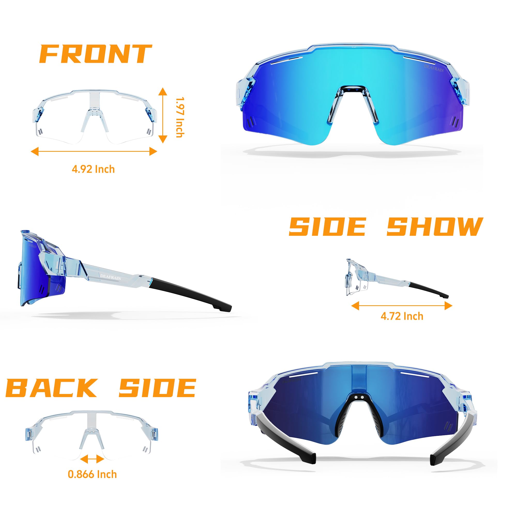 DEAFRAIN Sport-Sonnenbrille für Jungen und Mädchen, Alter 7–14 Jahre, polarisiert, Radfahren, Softball
