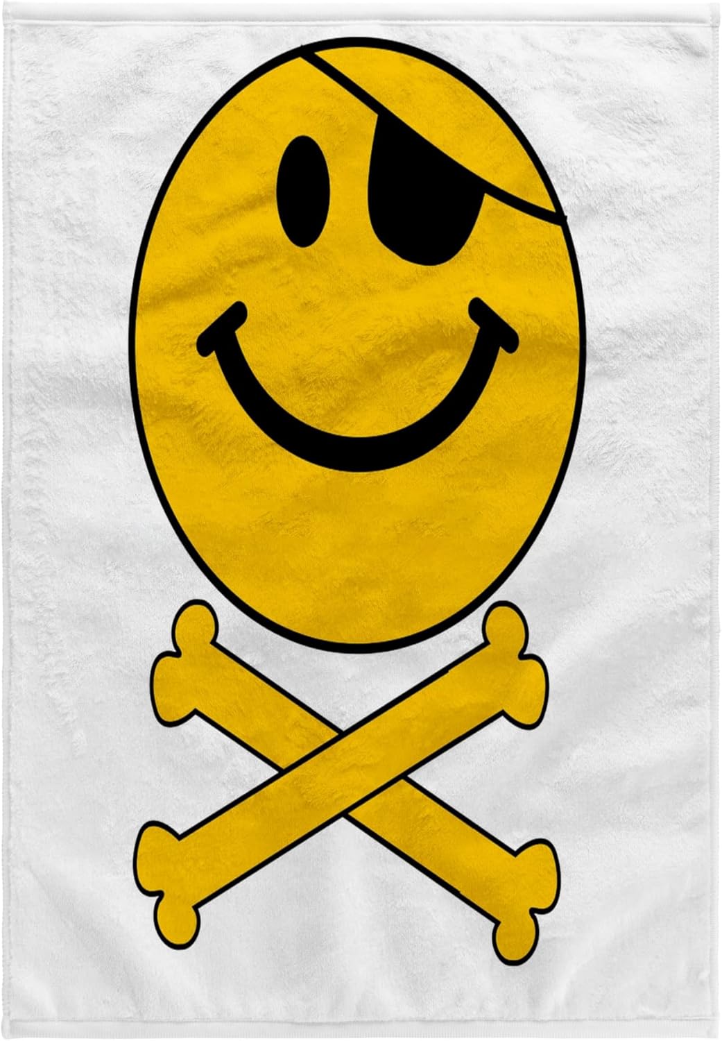 3dRose Pirate Smiling face Yellow Happy Jolly Roger Flag Skull and Crossbones Smilie with Eye Patch - White 22x30 Bath Hand Pool Towel
