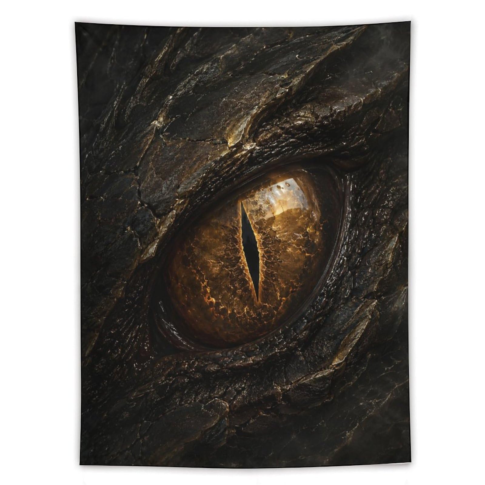 W7C8U2X3 Golden Dragon Eye Wall Tapestry, Surrealist Style, Dorm Room