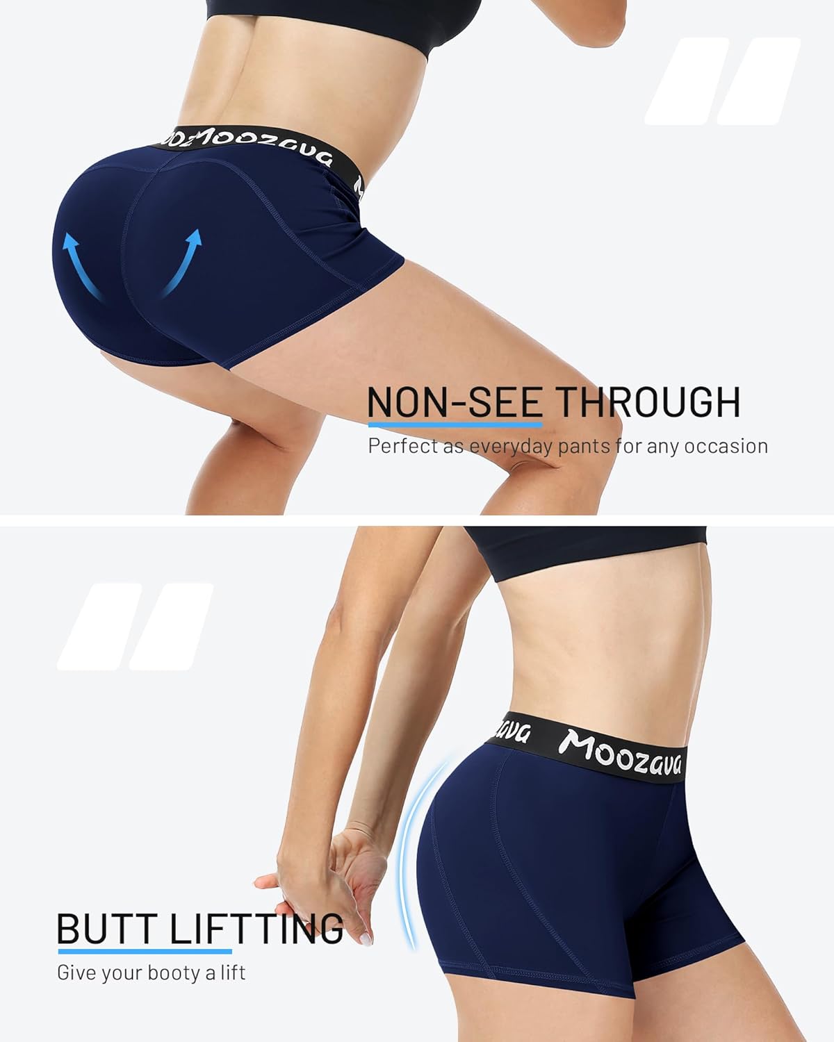 Moozava Women's Volleyball Shorts - 3"/5"/8" Compression Spandex Shorts for Biker Workout Yoga Athletic Running Cheer Dance - Image 4